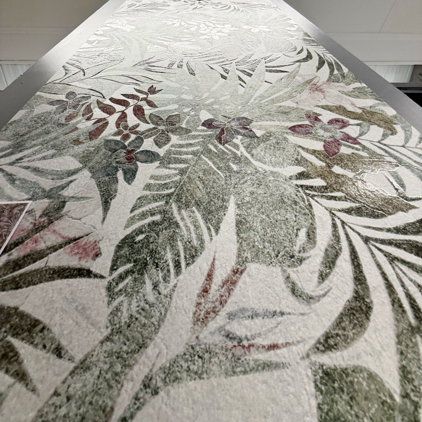 Flore White Green Botanical Floral Porcelain Tile 60x120cm