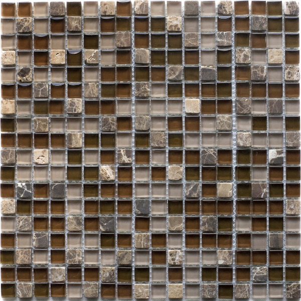Atmosphere Brown Marble & Glass Tile Mosaic 30x30cm