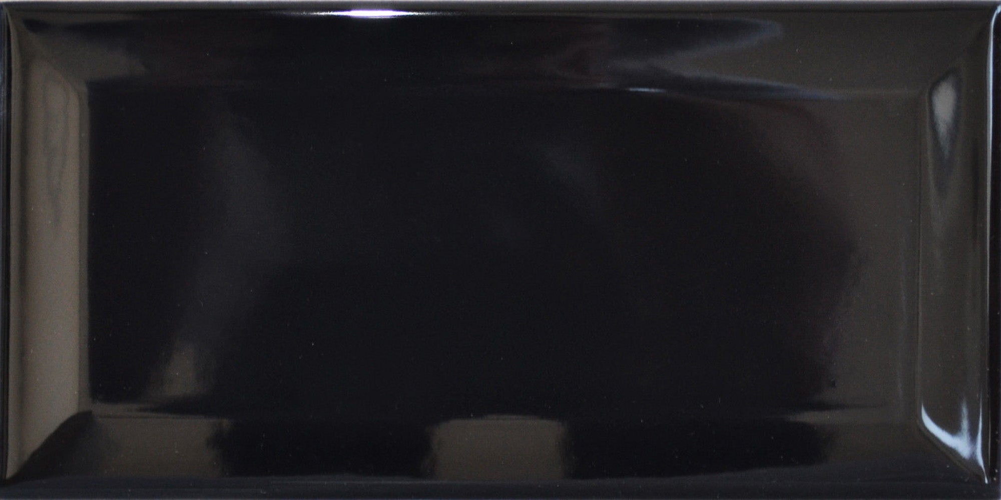 San Metro Black Ceramic Gloss Bevel Brick Wall Tile 10x20cm