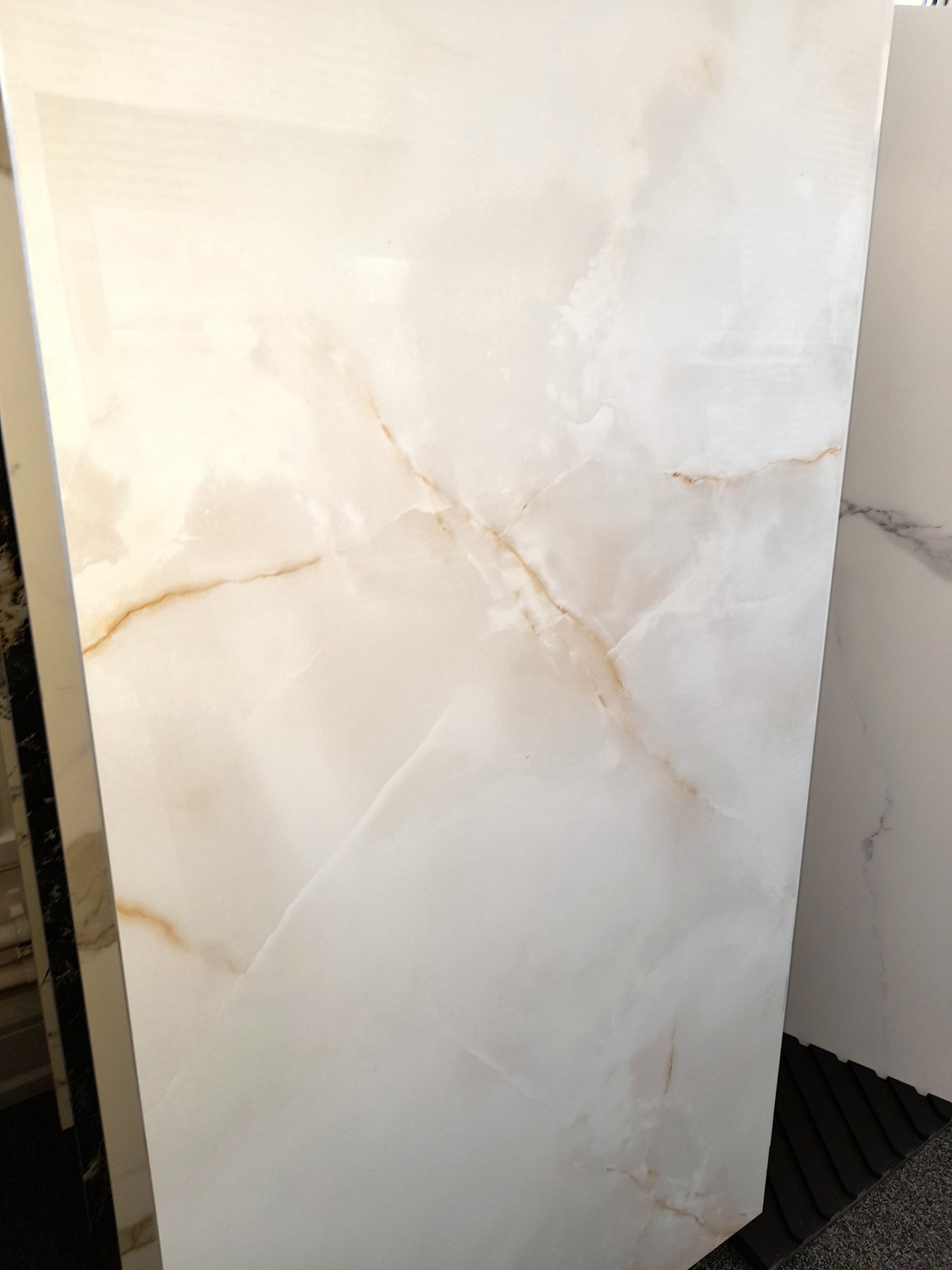Silea Onyx Gold Effect Polished Porcelain Tile 60x120cm