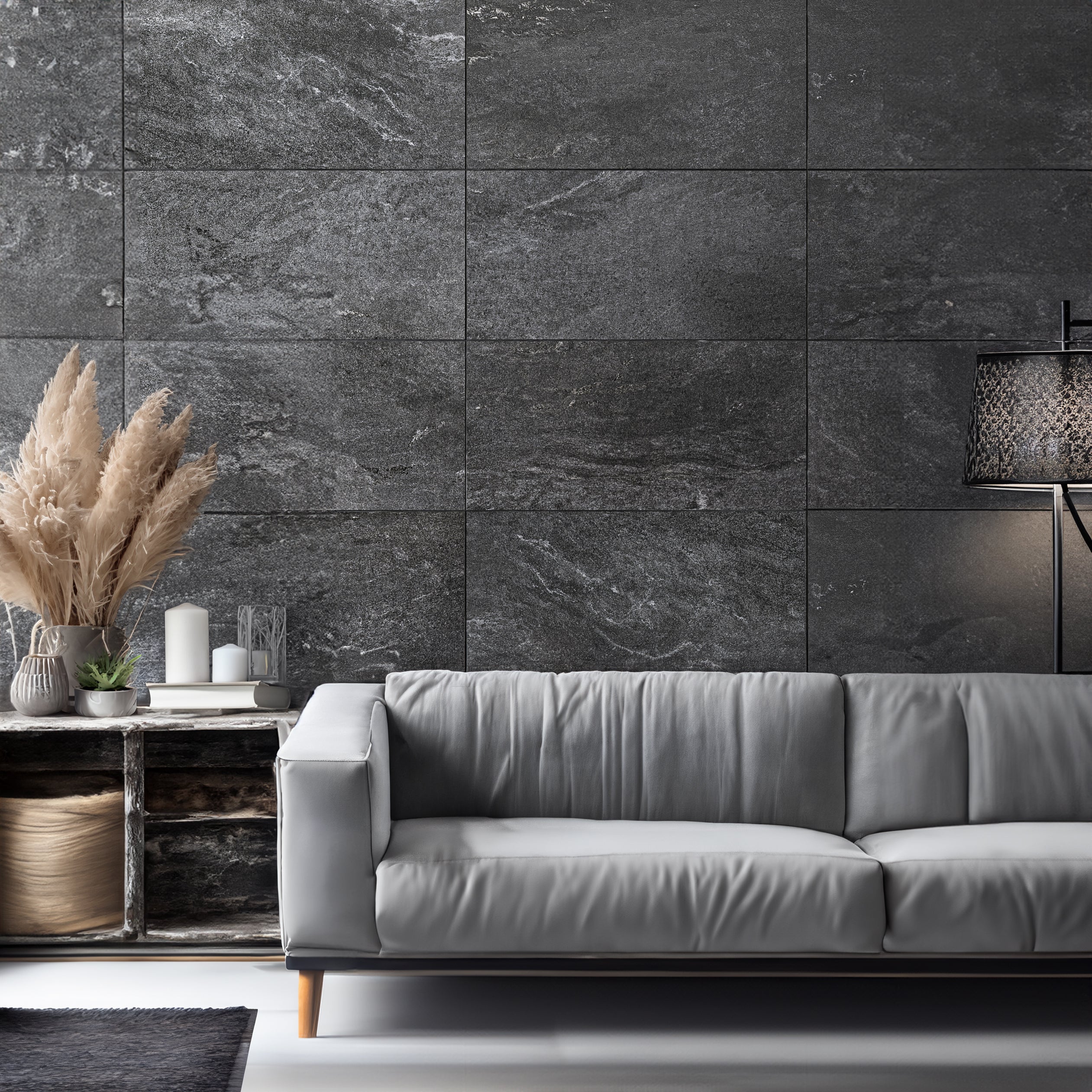 Etili Anthracite Ceramic Sugar Textured 33x66cm