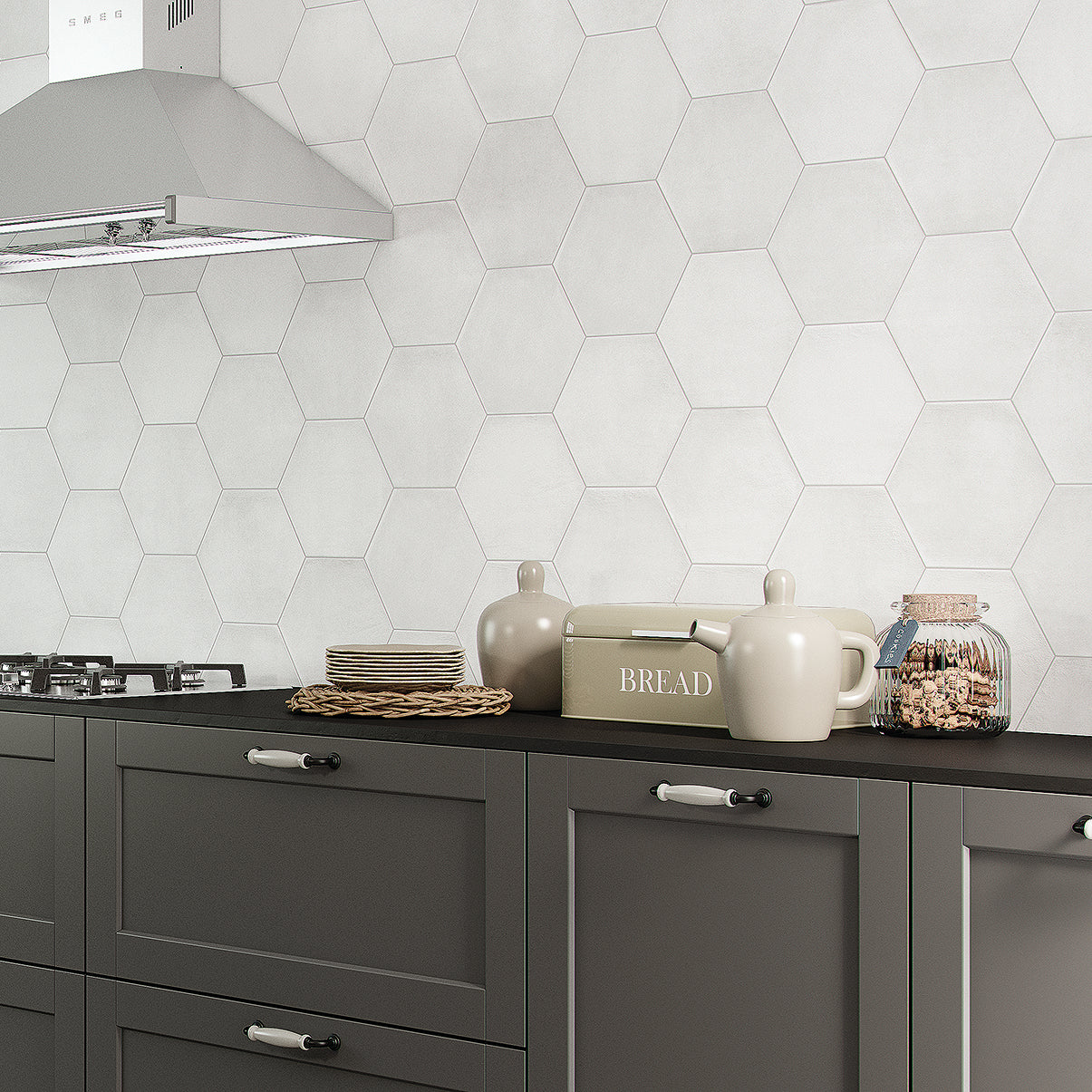 Cremona Talc White Hexagonal Porcelain Matt Tile 23x27cm