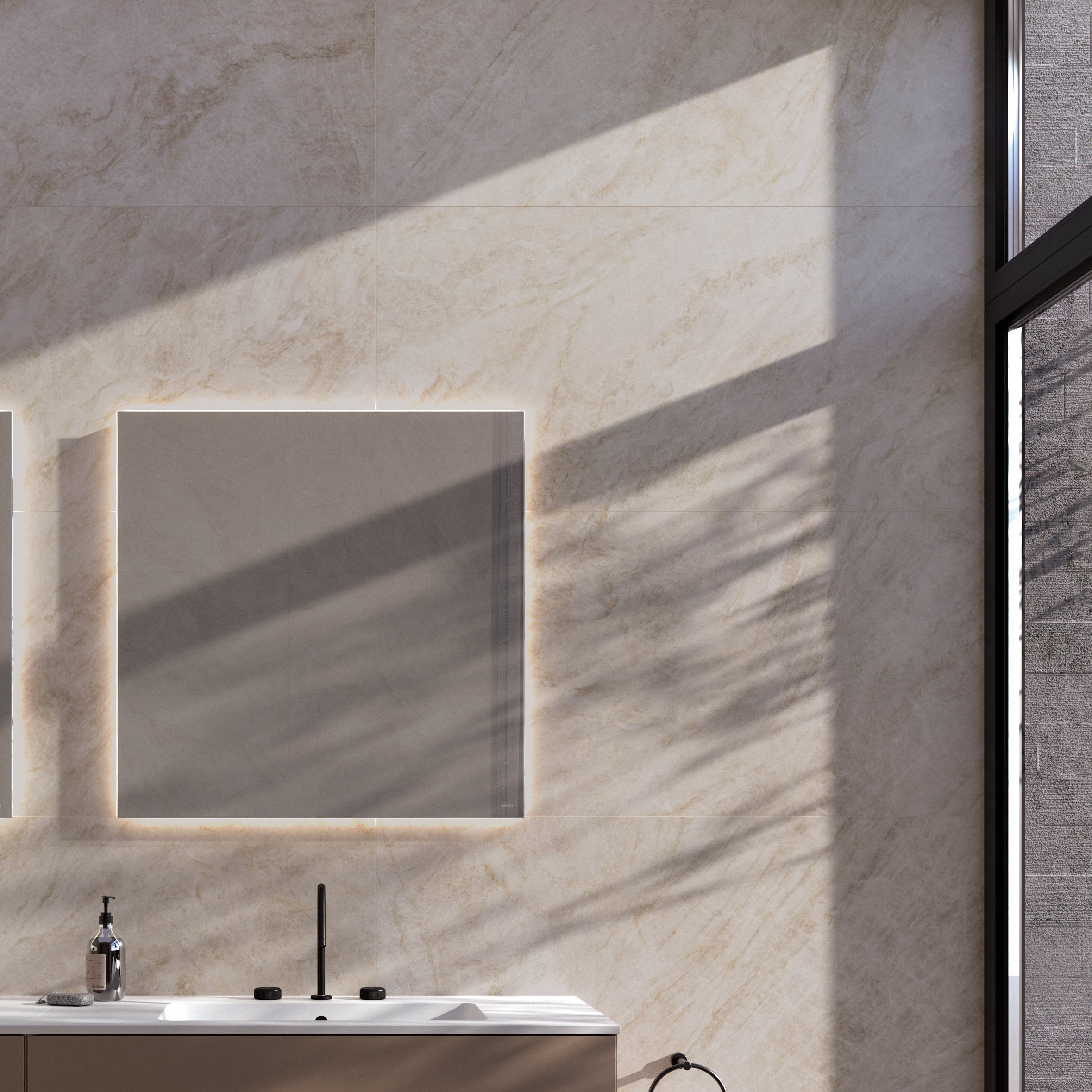 Tangier Ivory Matt Stone Effect Porcelain Tile 60x60cm