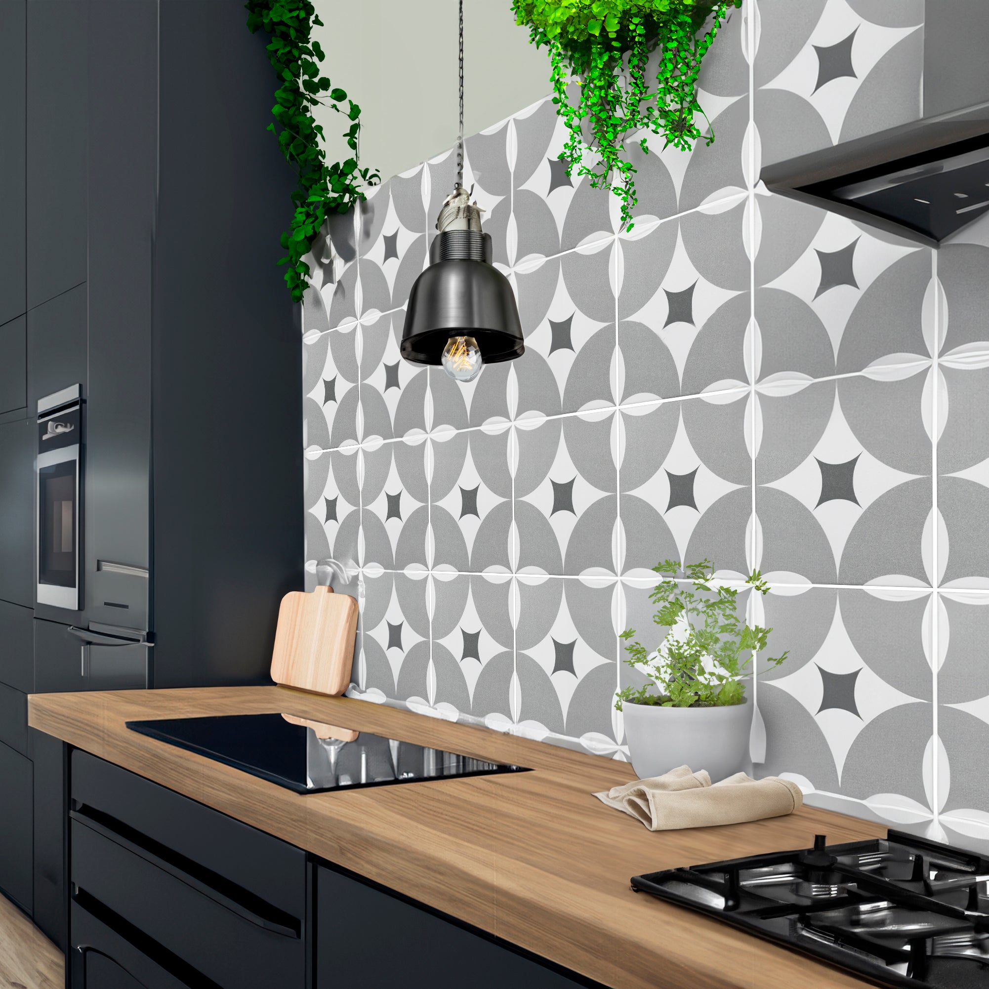 Artemis Grey Pattern Ceramic Matt Tile 20x20cm