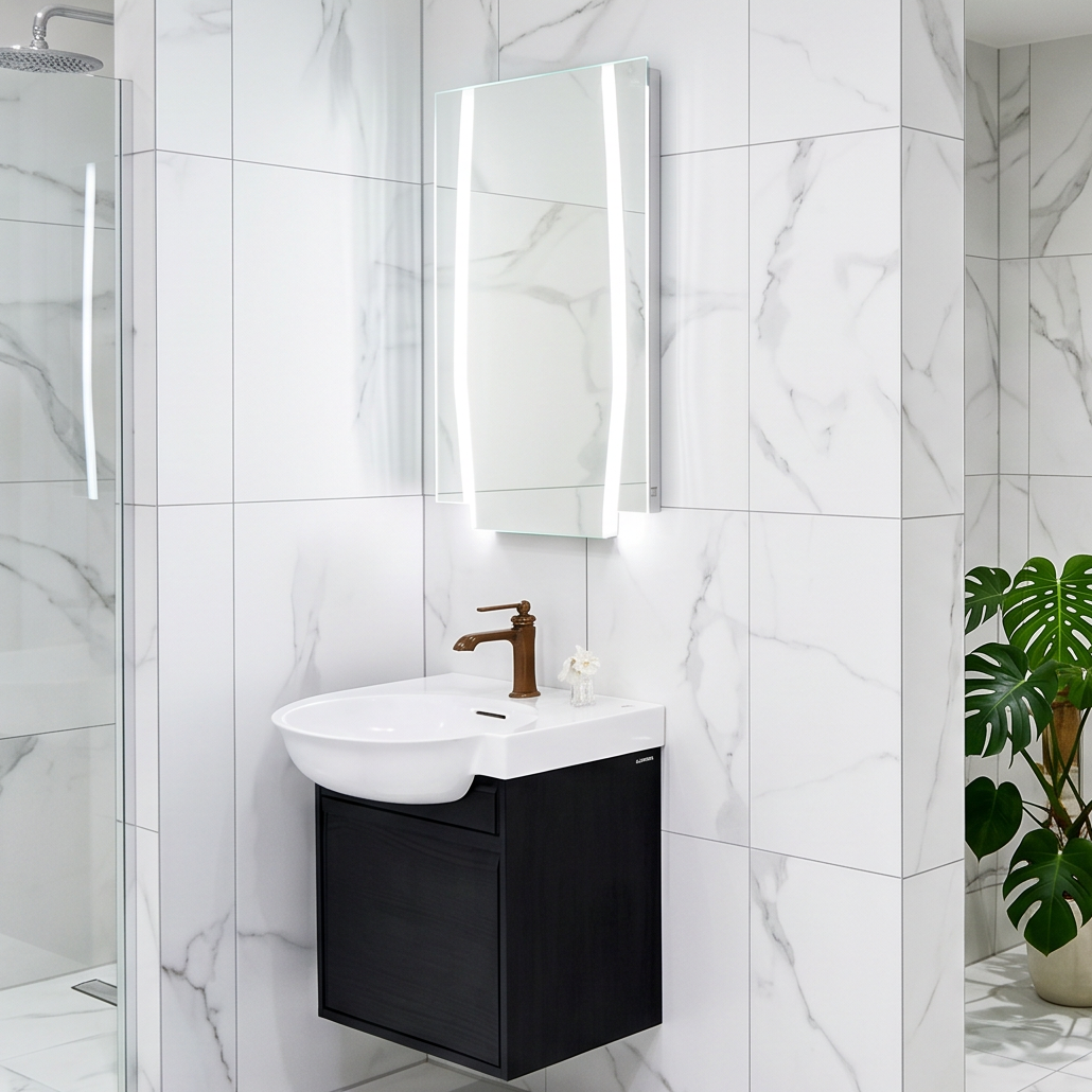 Asia White Carrara Marble Effect Porcelain Matt 29.8x59.9cm