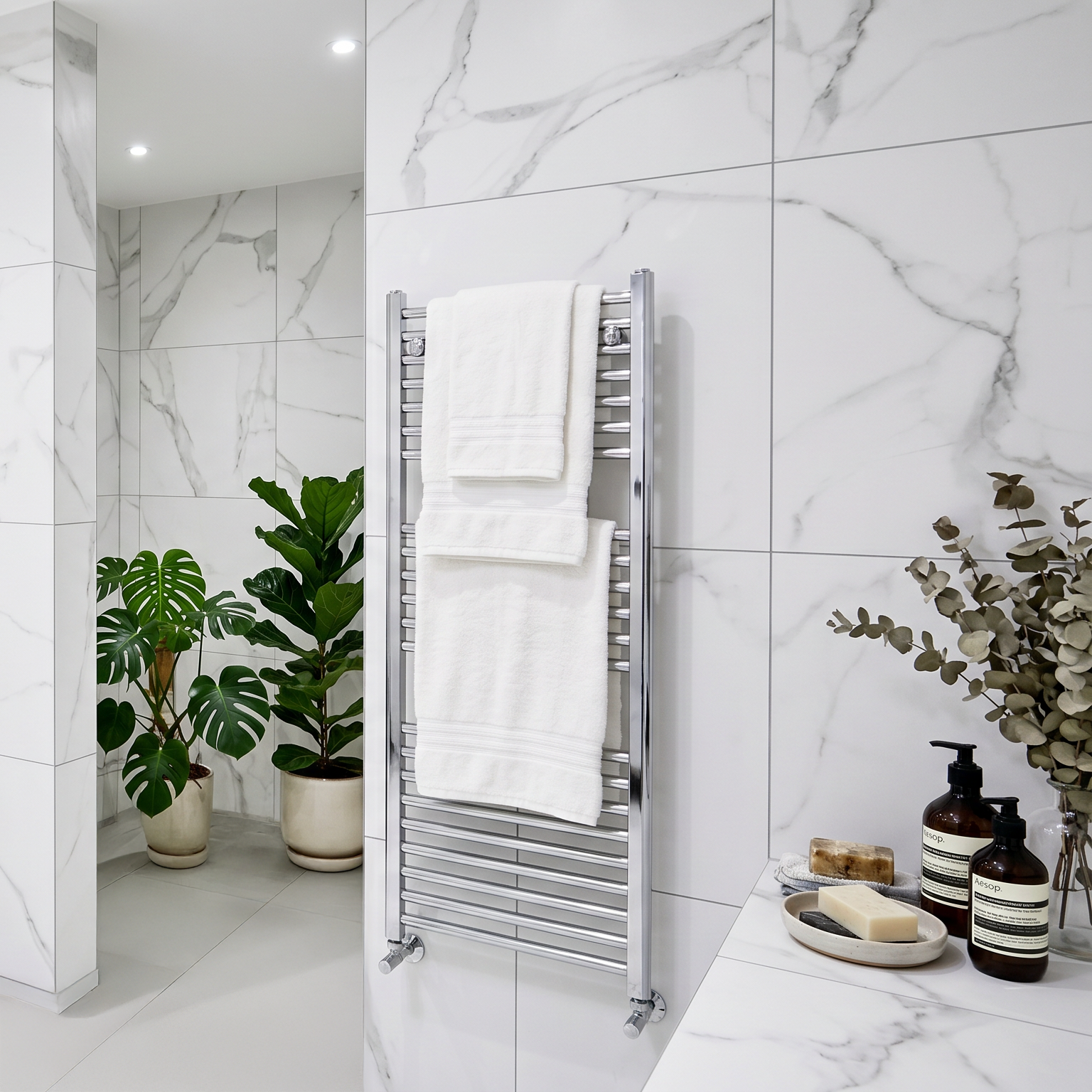Asia White Carrara Marble Effect Porcelain Matt 60x60cm
