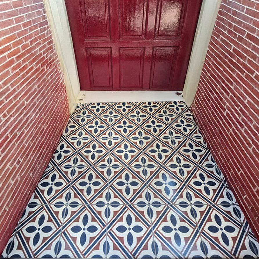 Aurora Blue & Red Mix Pattern Porcelain Matt Tile 20x20cm