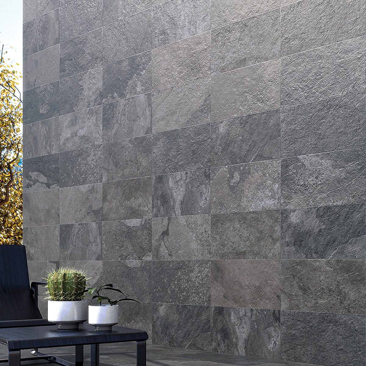 Biella Black Porcelain Textured 30x60cm