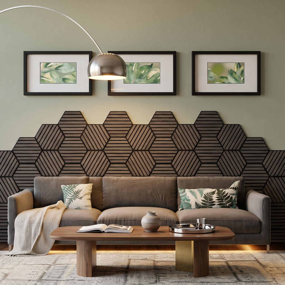 Black Oak Self-Adhesive Acoustic Hexagons 26x30cm (Box of 5)