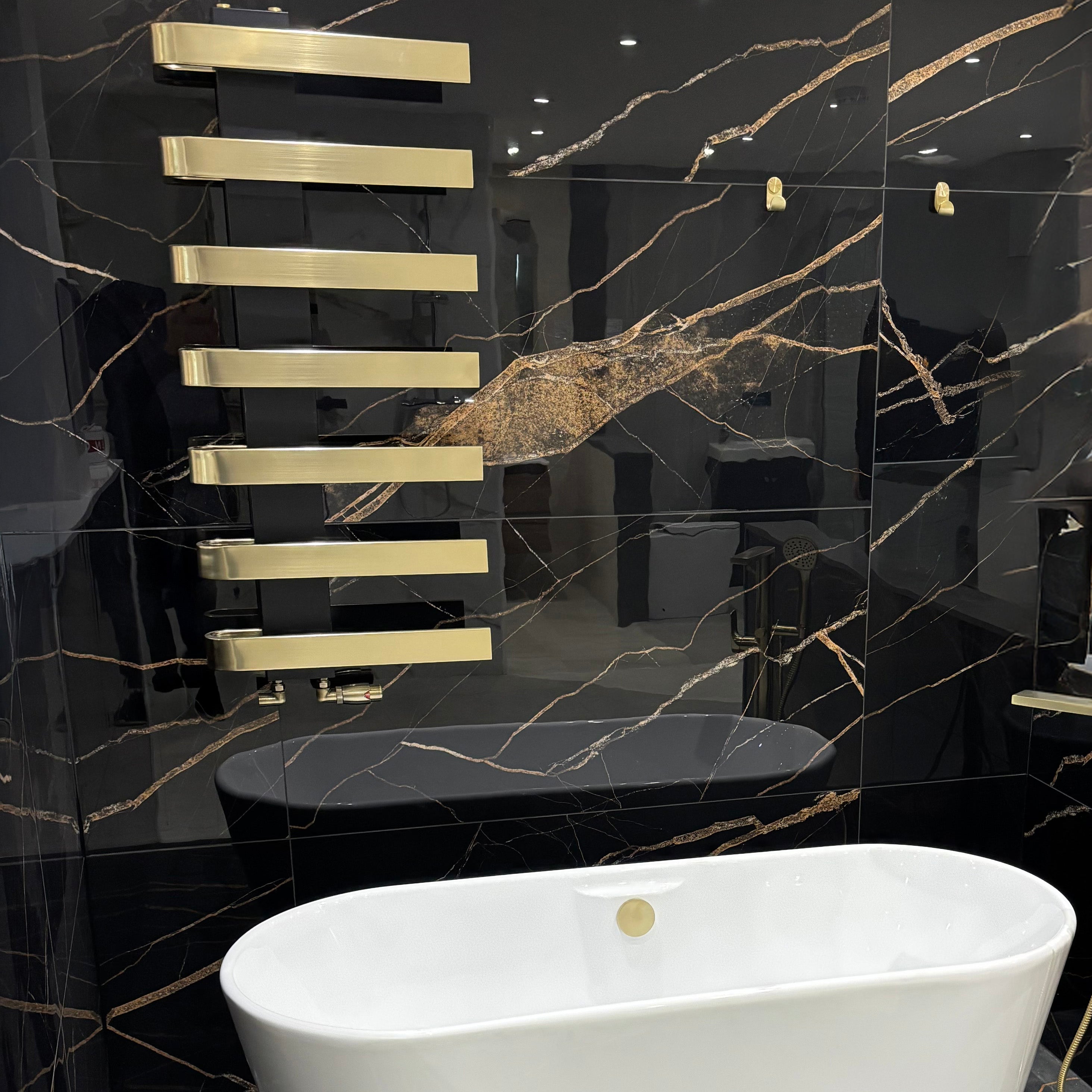 Bali Gold Marble Effect Polished Porcelain Tile 60x120cm