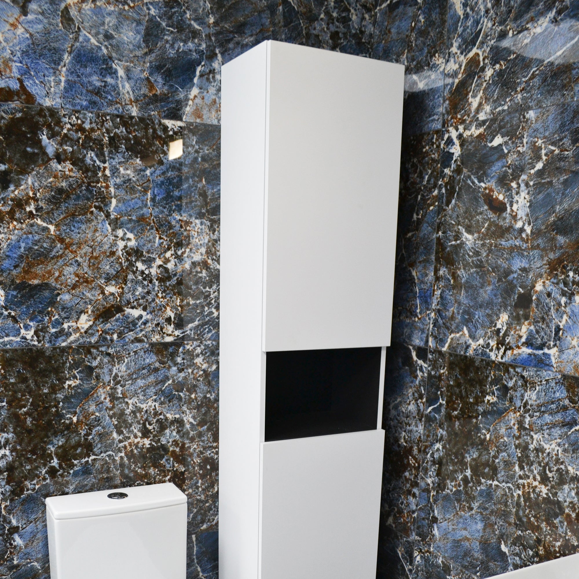 Gazi Blue Marble Effect Porcelain Polished Tile 60x120cm