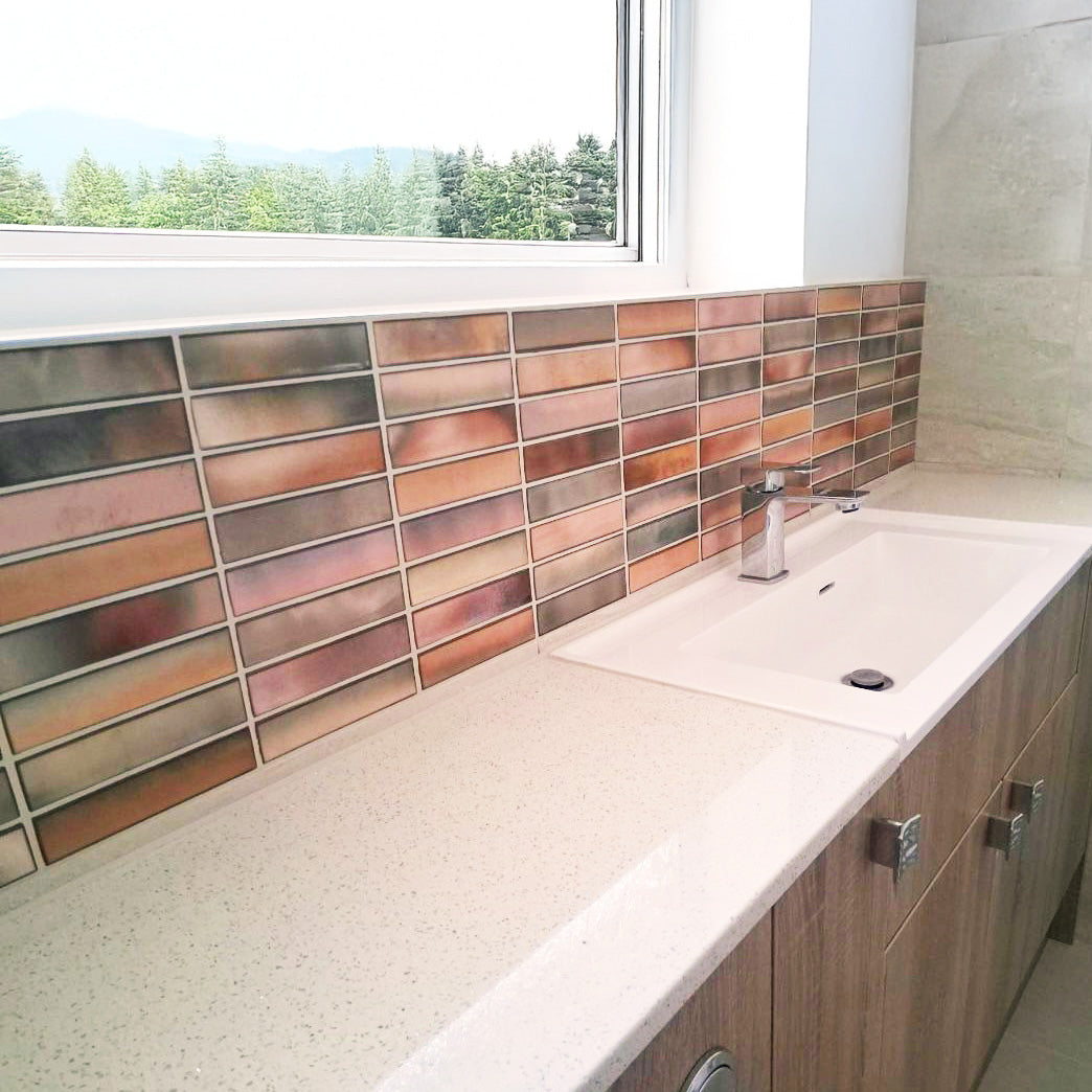 Bravier Garnet Brick Effect Ceramic Gloss Wall Tile 15x30cm