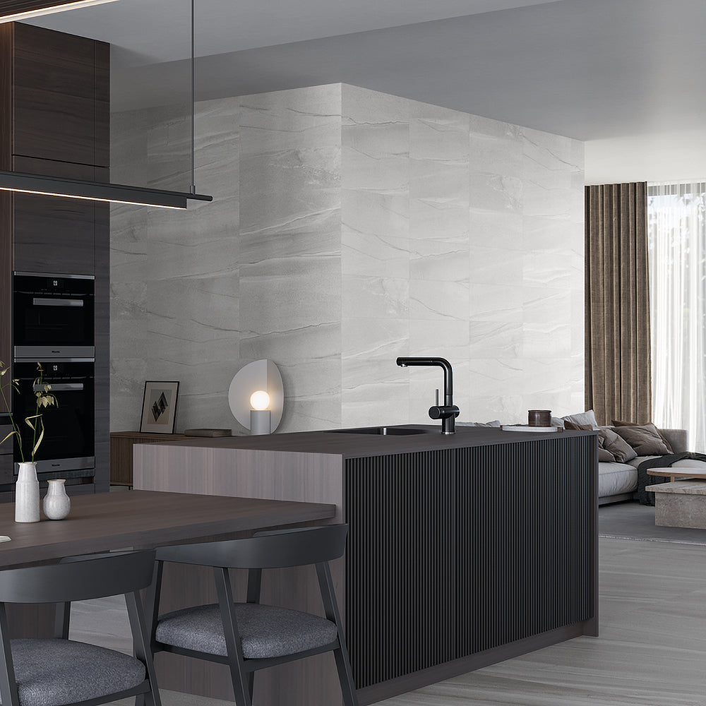 Burtino Plain Grey Ceramic Matt Wall Tile 30x90cm