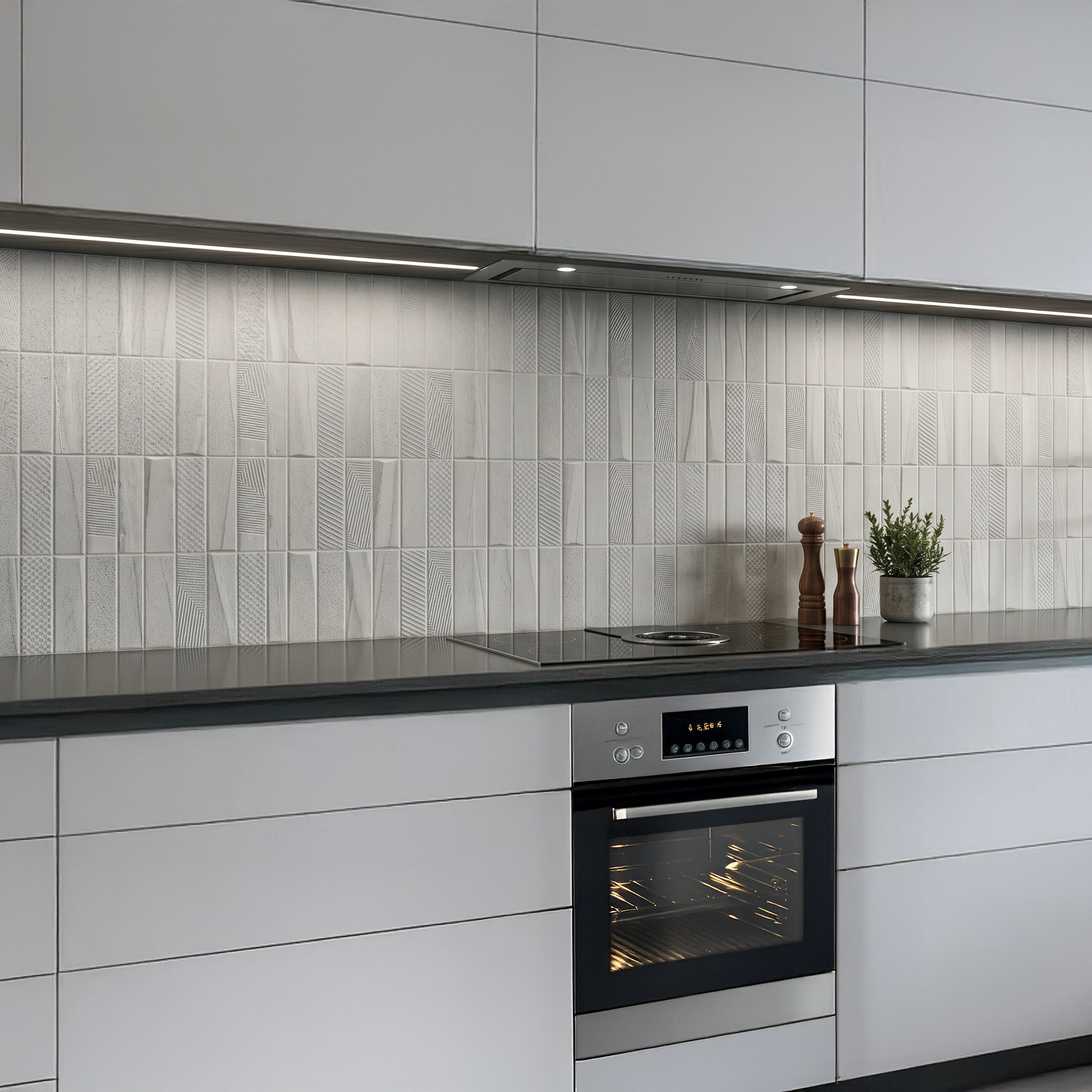 Burtino Decor Grey Pattern Ceramic Matt Wall Tile 30x90cm