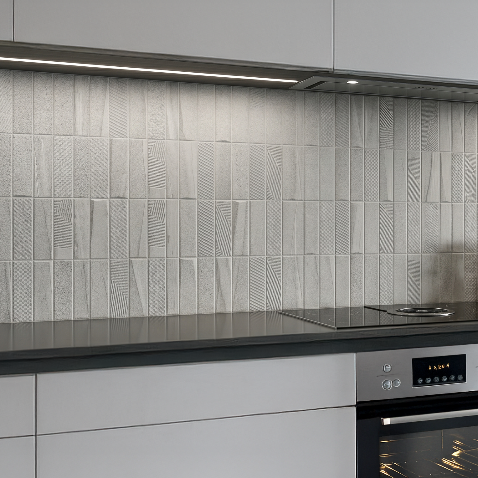 Burtino Decor Grey Pattern Ceramic Matt Wall Tile 30x90cm