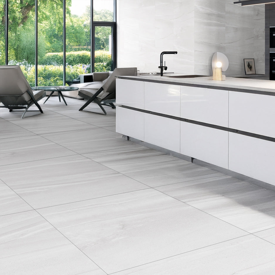 Burtino White Porcelain Matt Rectified Tile 60x60cm
