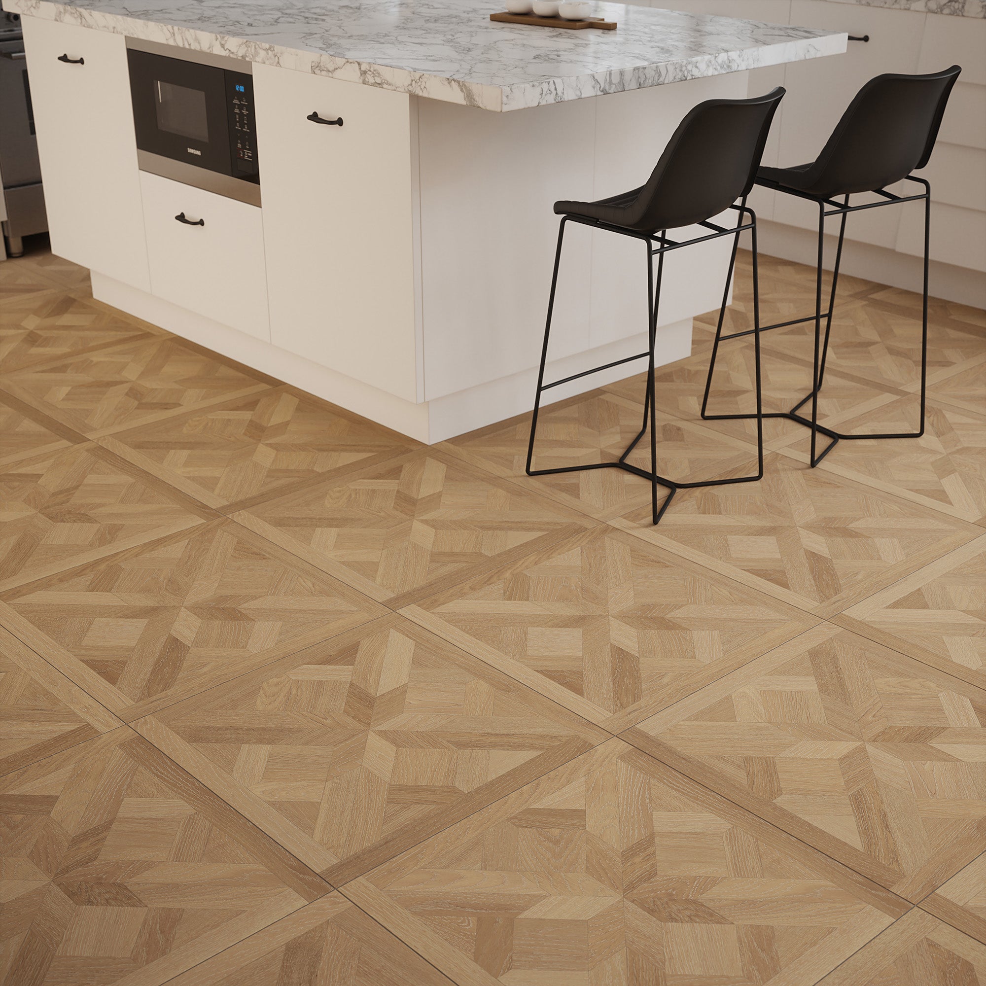 Cavelle Oak Parquet Wood Effect Porcelain Tile 60x60cm