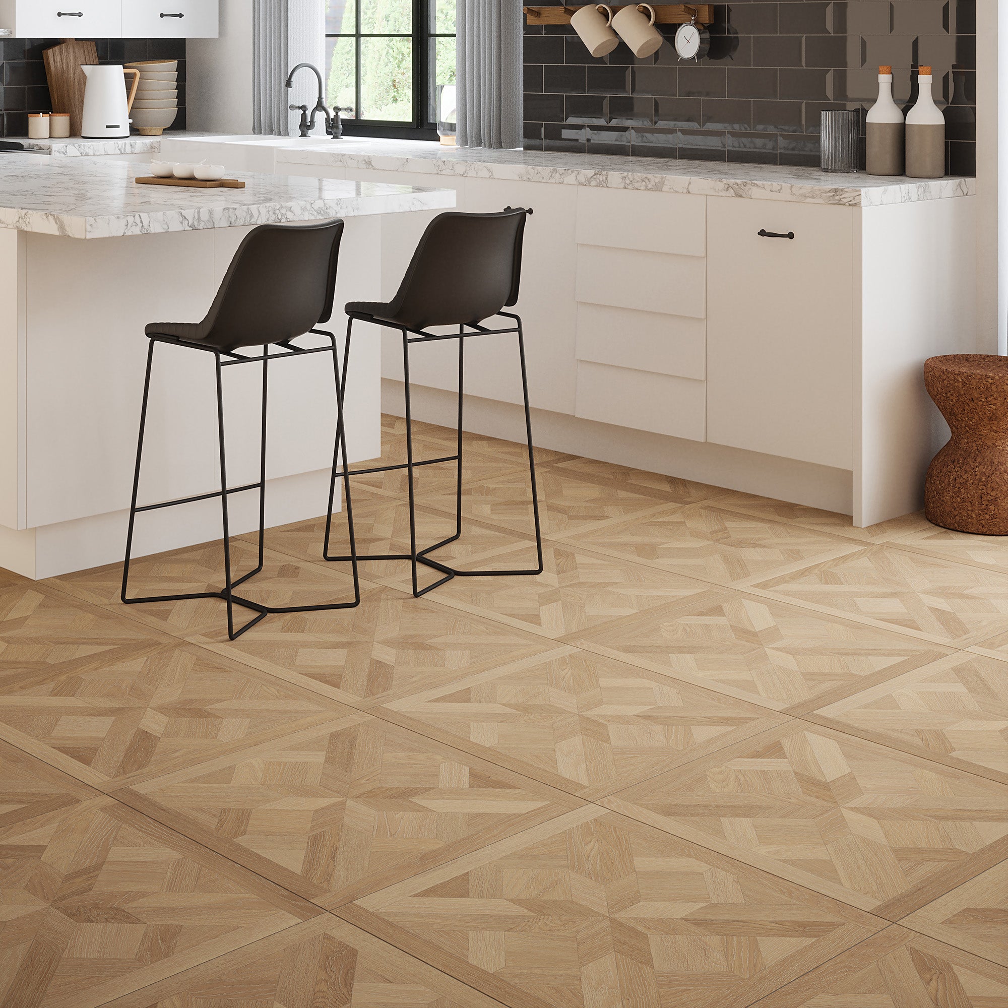 Cavelle Oak Parquet Wood Effect Porcelain Tile 60x60cm