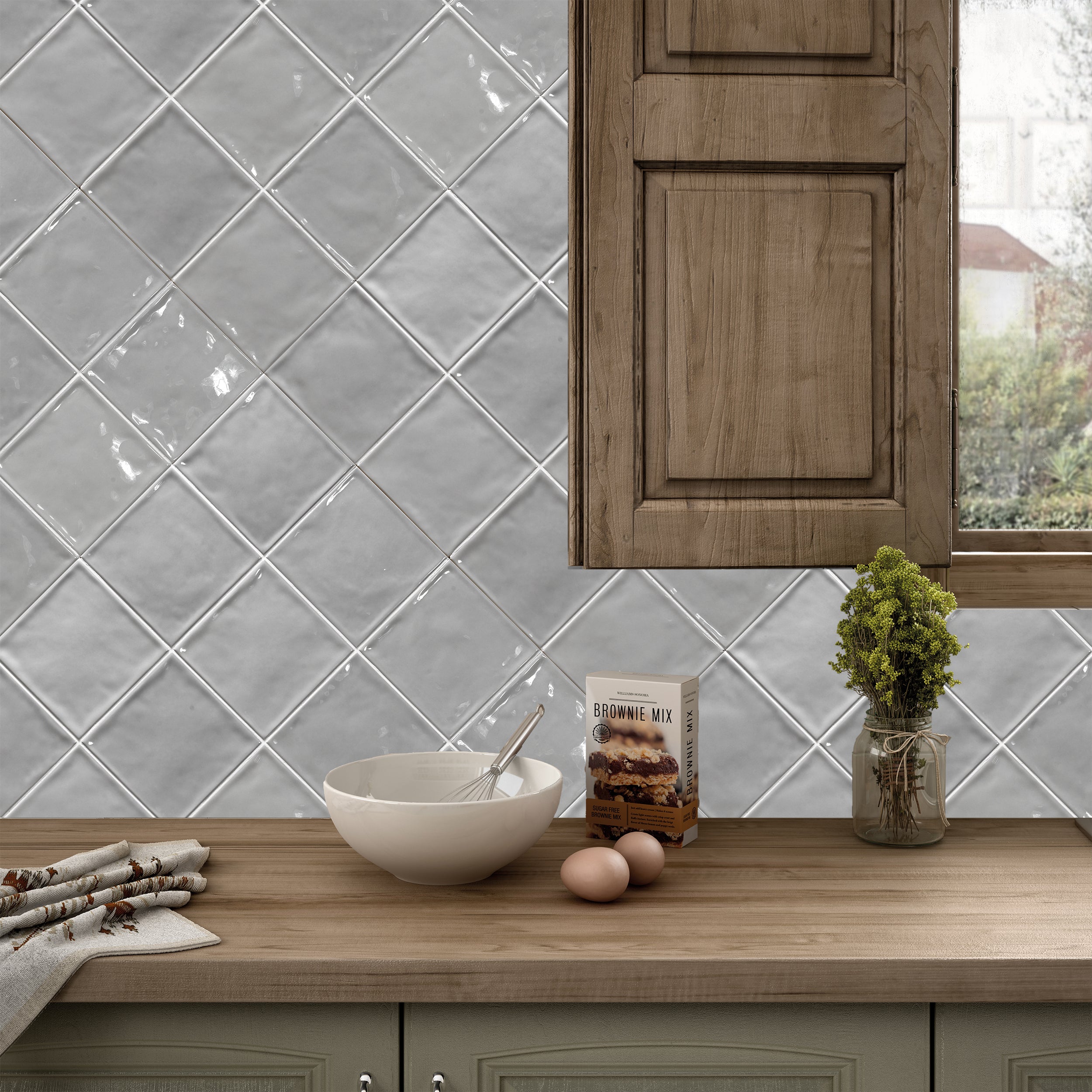 Calleo Gris Grey Ceramic Gloss Emobssed Wall Tile 15x15cm