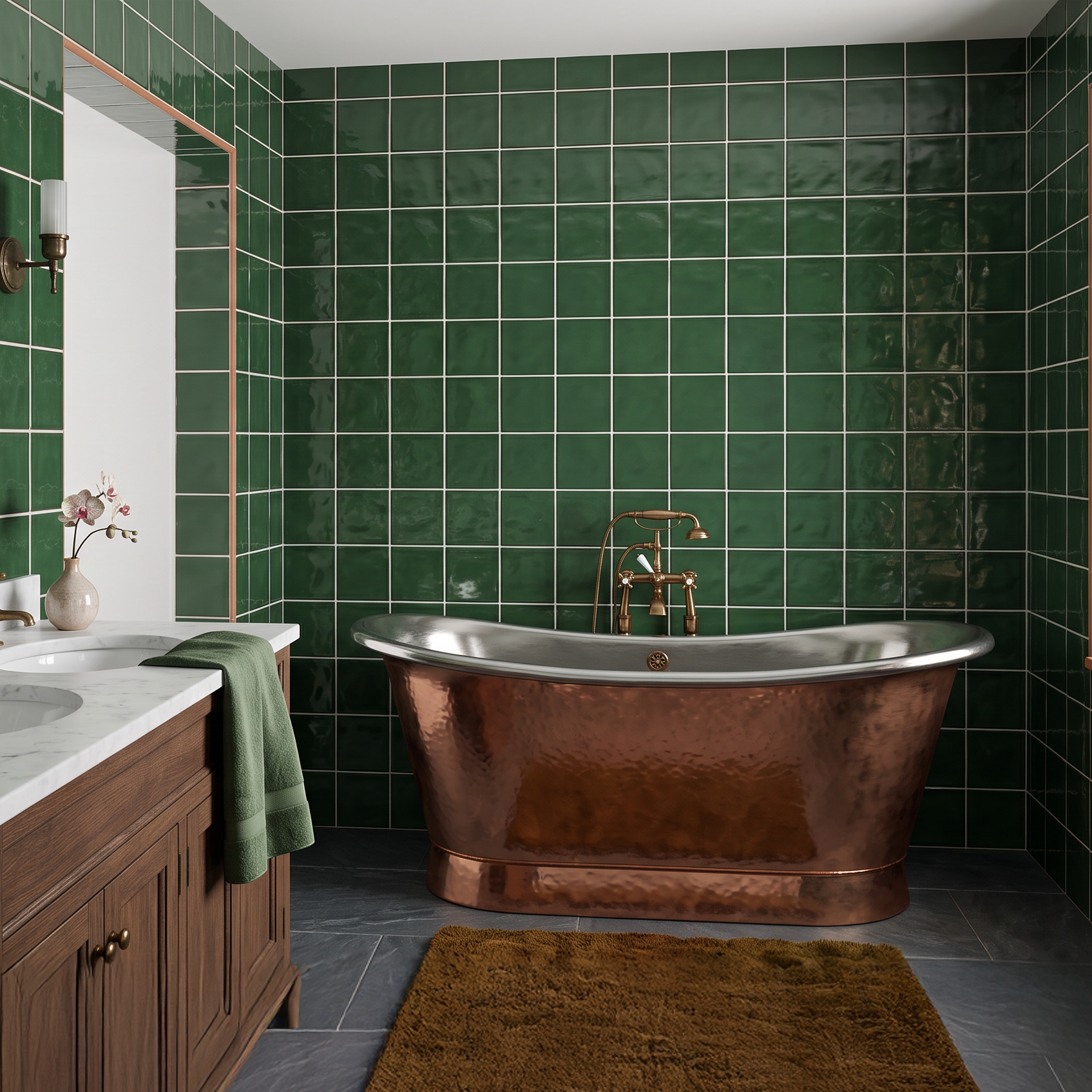 Calleo Verde Green Ceramic Gloss Embossed Wall Tile 15x15cm