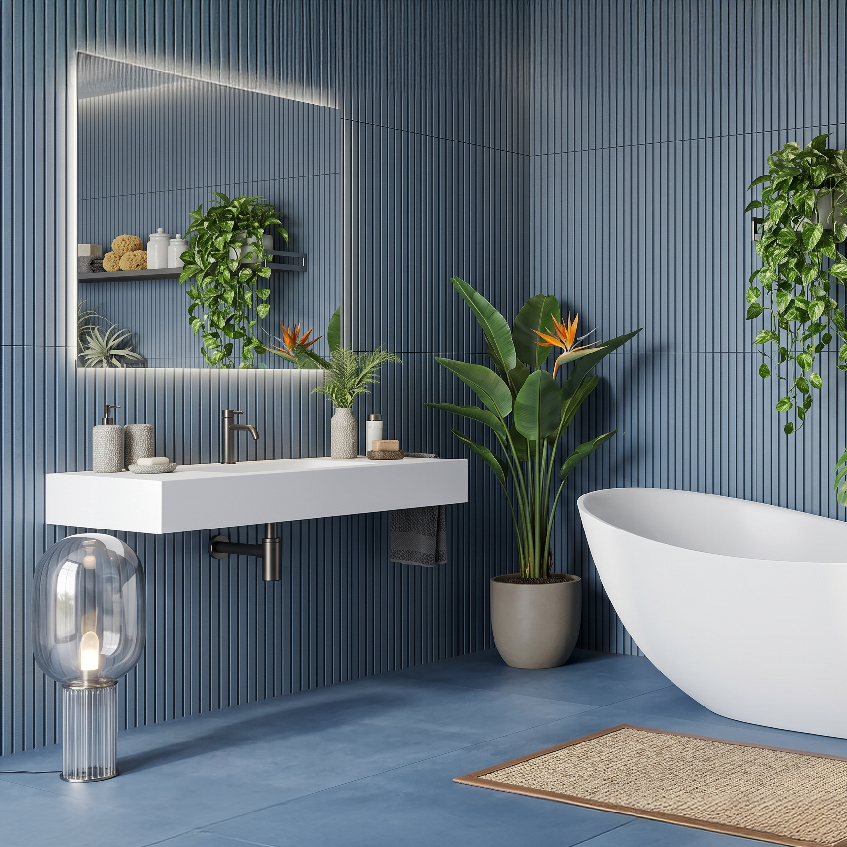 Concept Blue Lines Large Format Porcelain Matt Tile 60x120cm