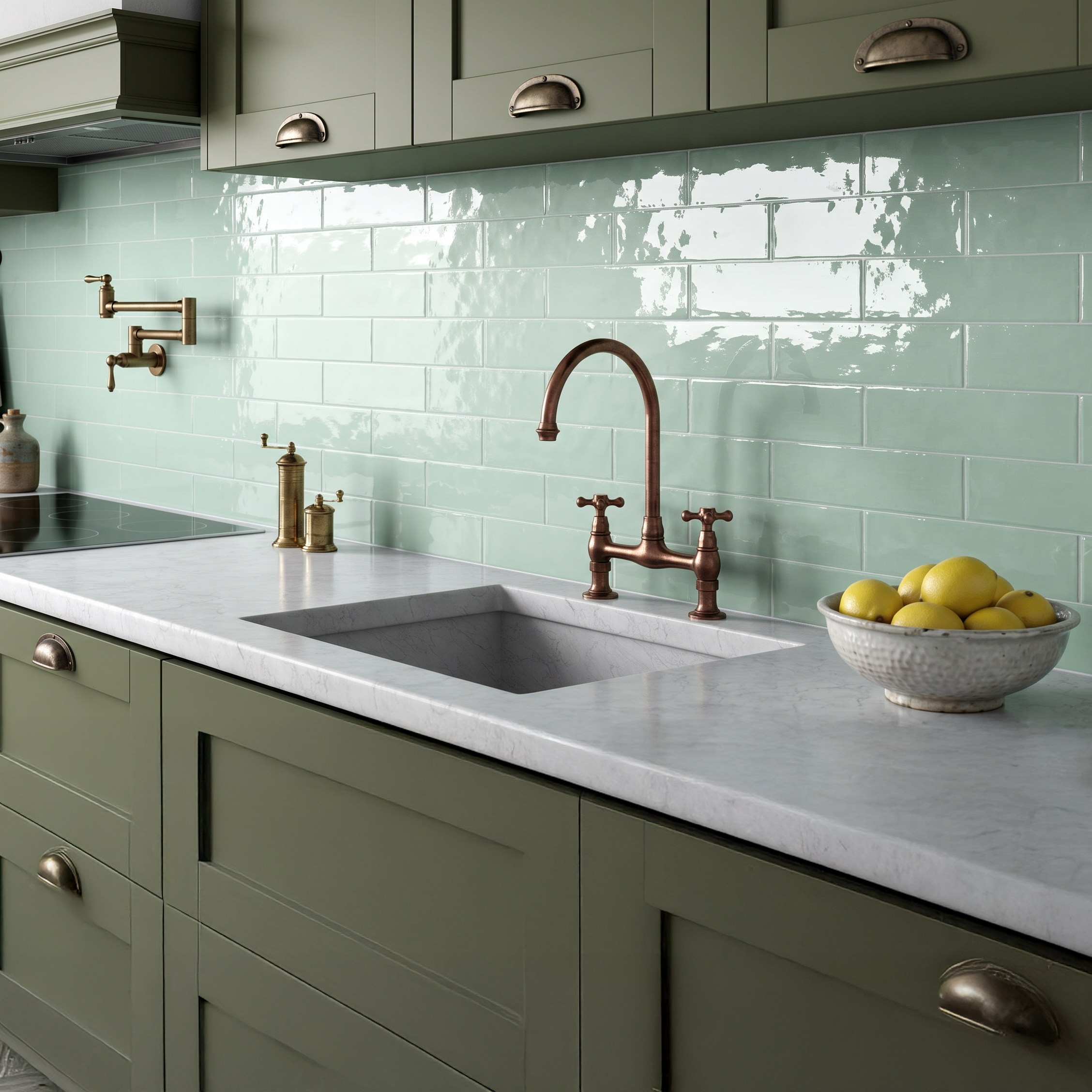 Corato Jade Green Ceramic Gloss Brick Wall Tile 7.5x30cm