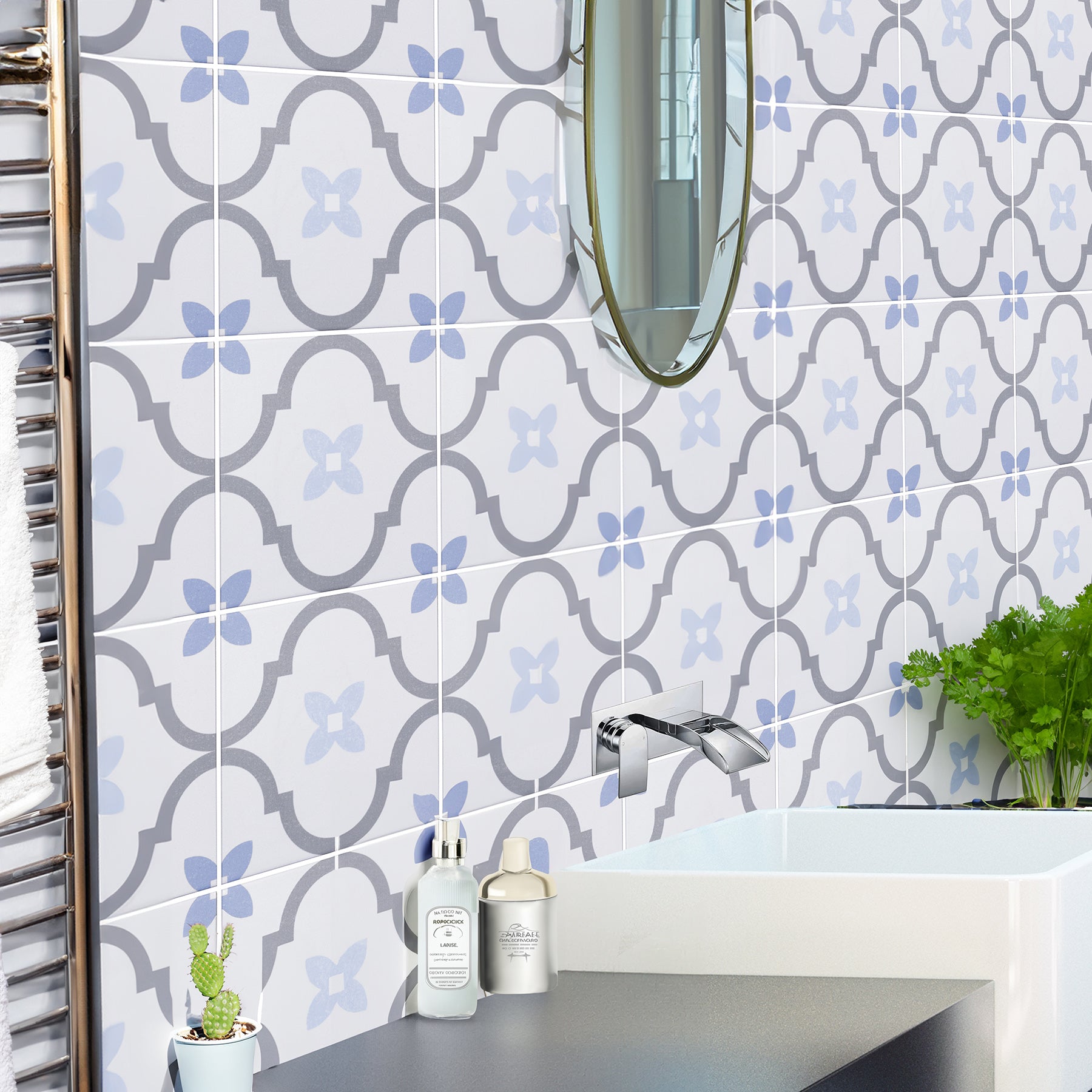 Delano Blue Mix Pattern Ceramic Slip Resistant Tile 20x20cm