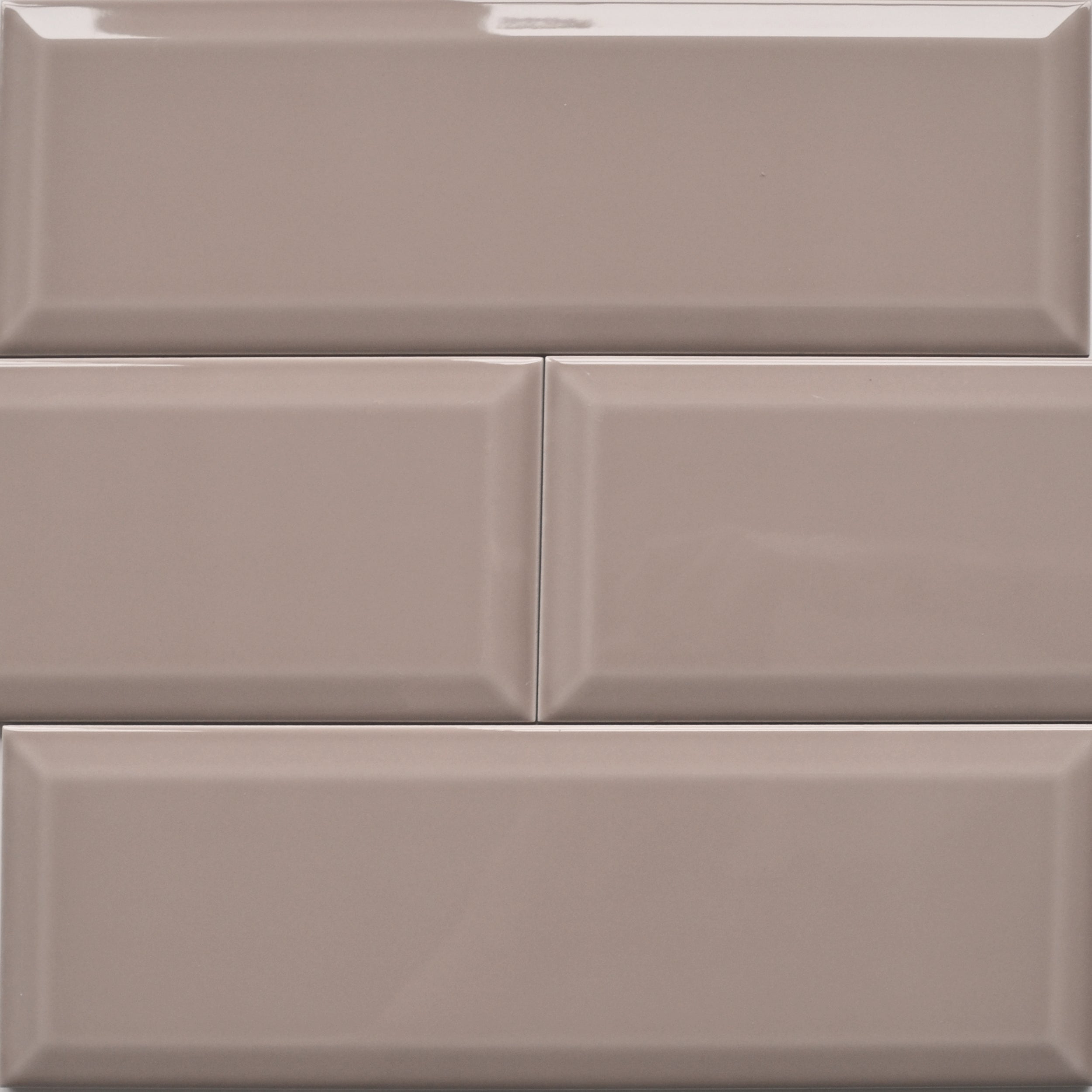 Prismatic Fawn Bevel Ceramic Gloss Wall Tile 10x30cm