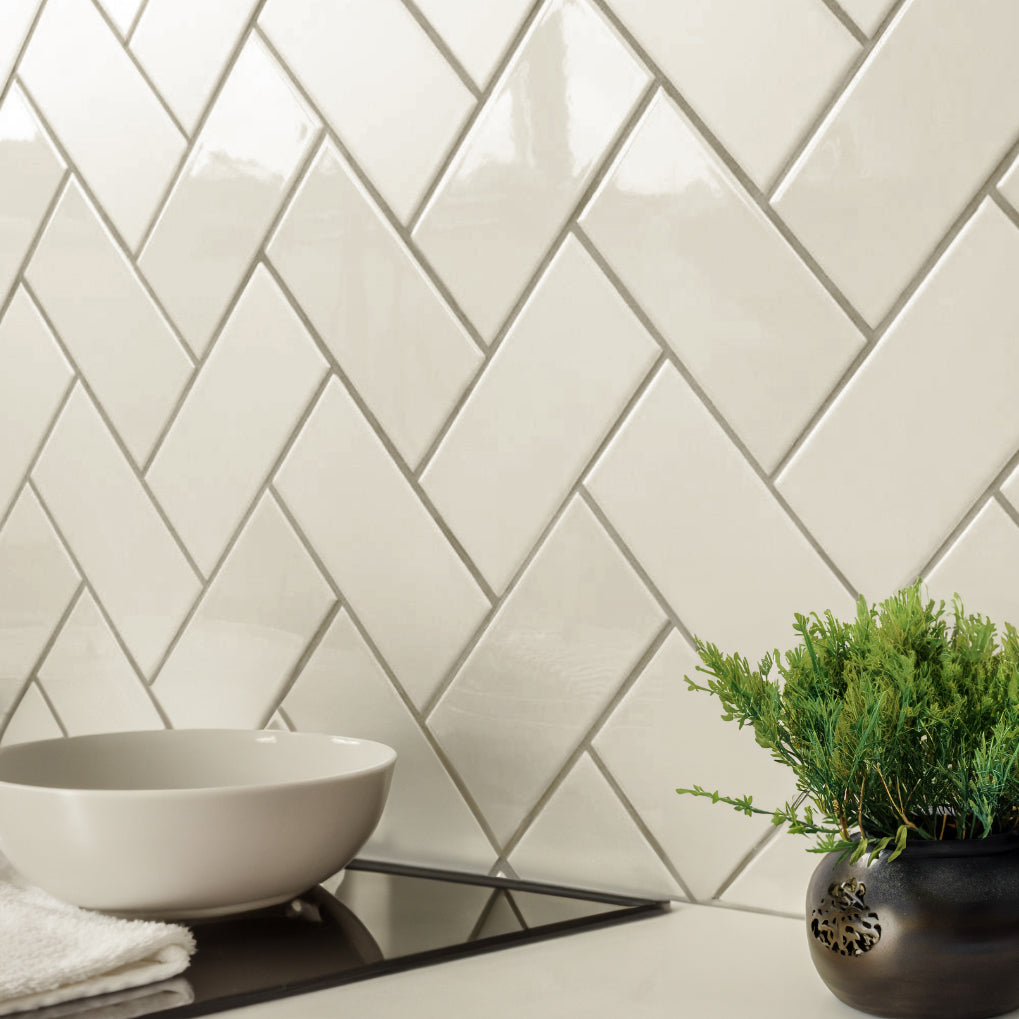 Devonshire Honey Ivory Ceramic Gloss Brick Tile 10x20cm