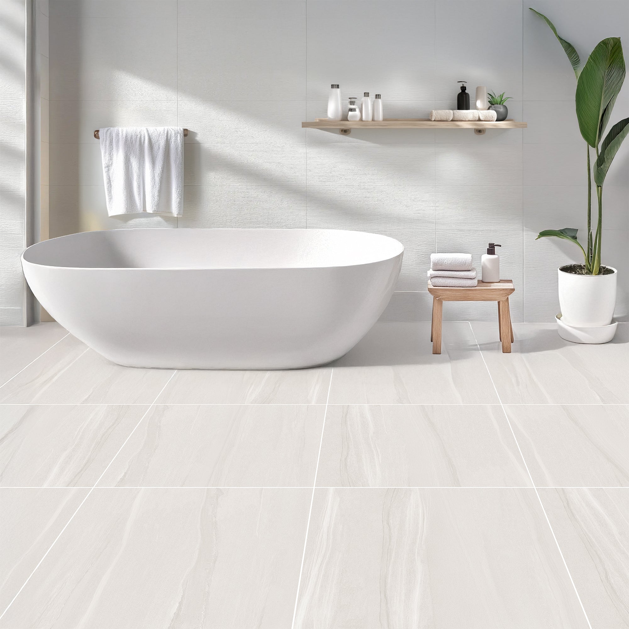Edenbridge Matt White Marble Effect Porcelain Tile 60x60cm