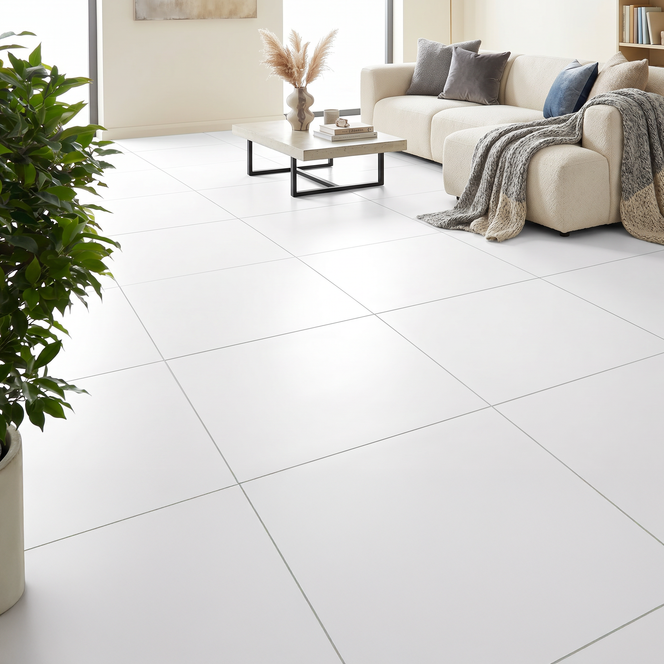 Esta White Porcelain Matt Rectified Tile 60x60cm