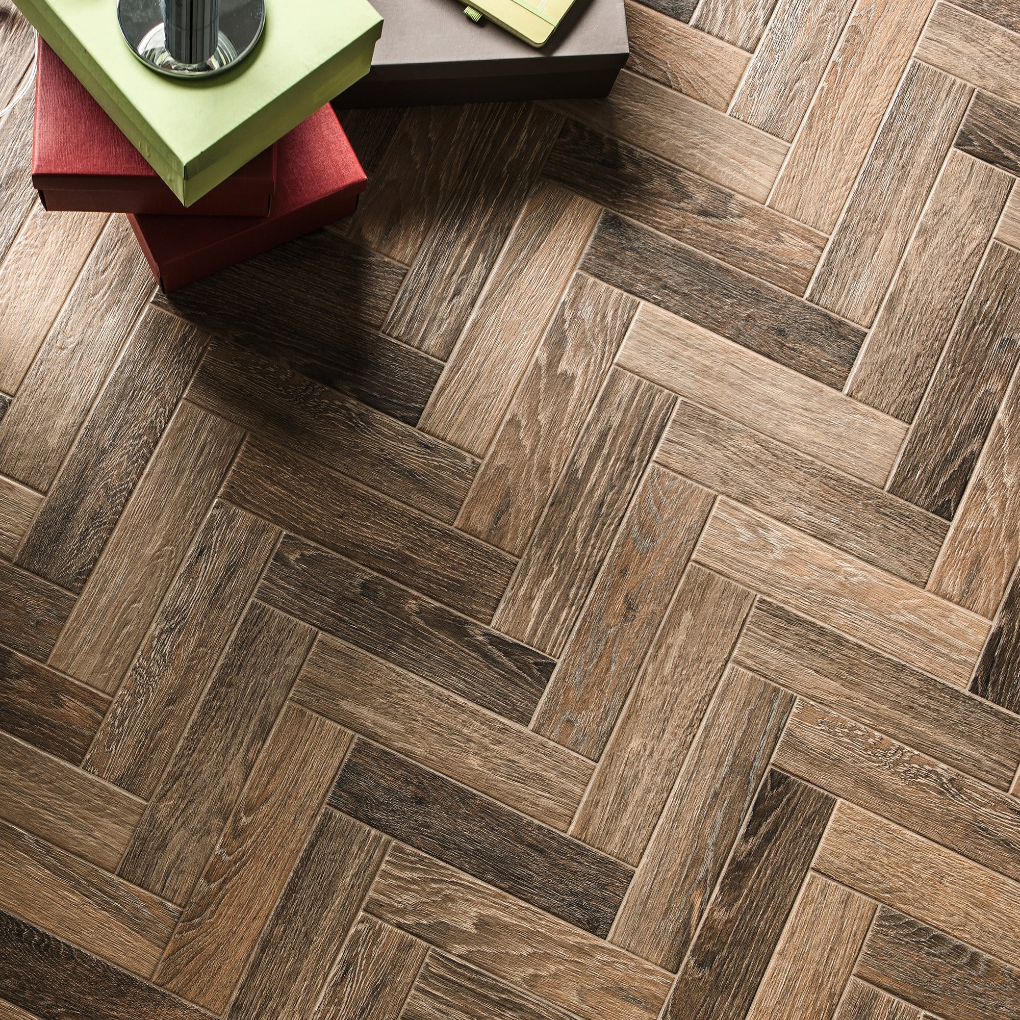 Parquet Brun Italian Porcelain Wood Effect Tile 7x28cm