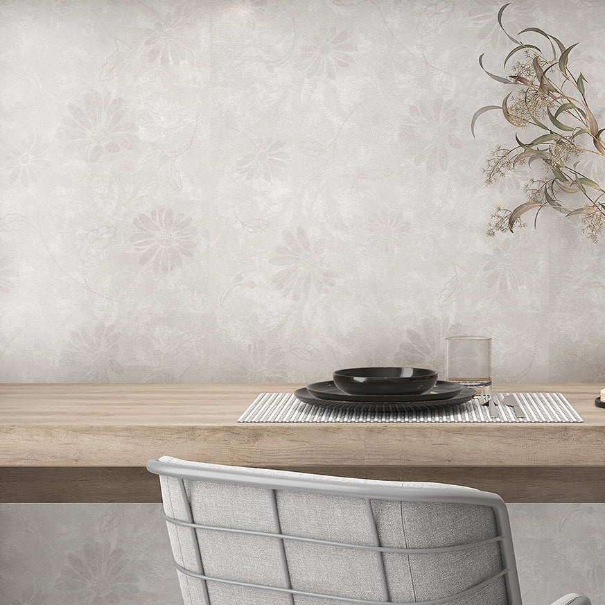Fallbrook Daisy Decor Blanco Ceramic Satin Wall Tile 20x60cm
