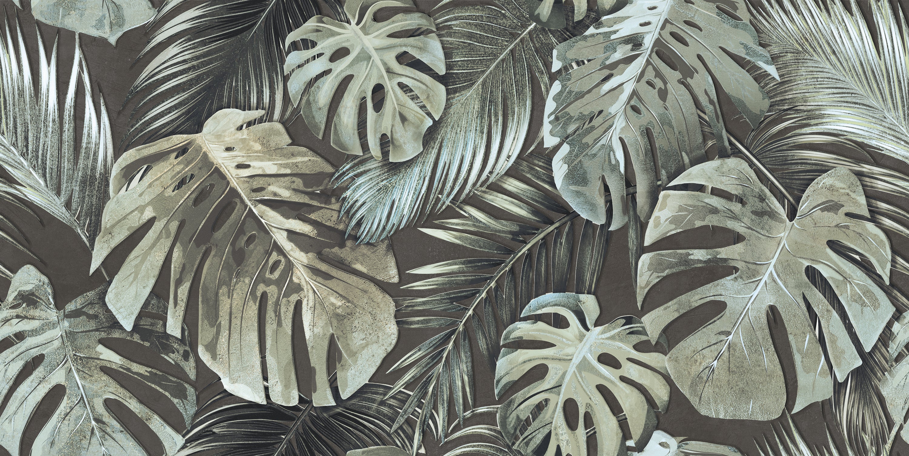 Gardea Dark Green Botanical Embossed Ceramic Matt Wall Tile 60x120cm