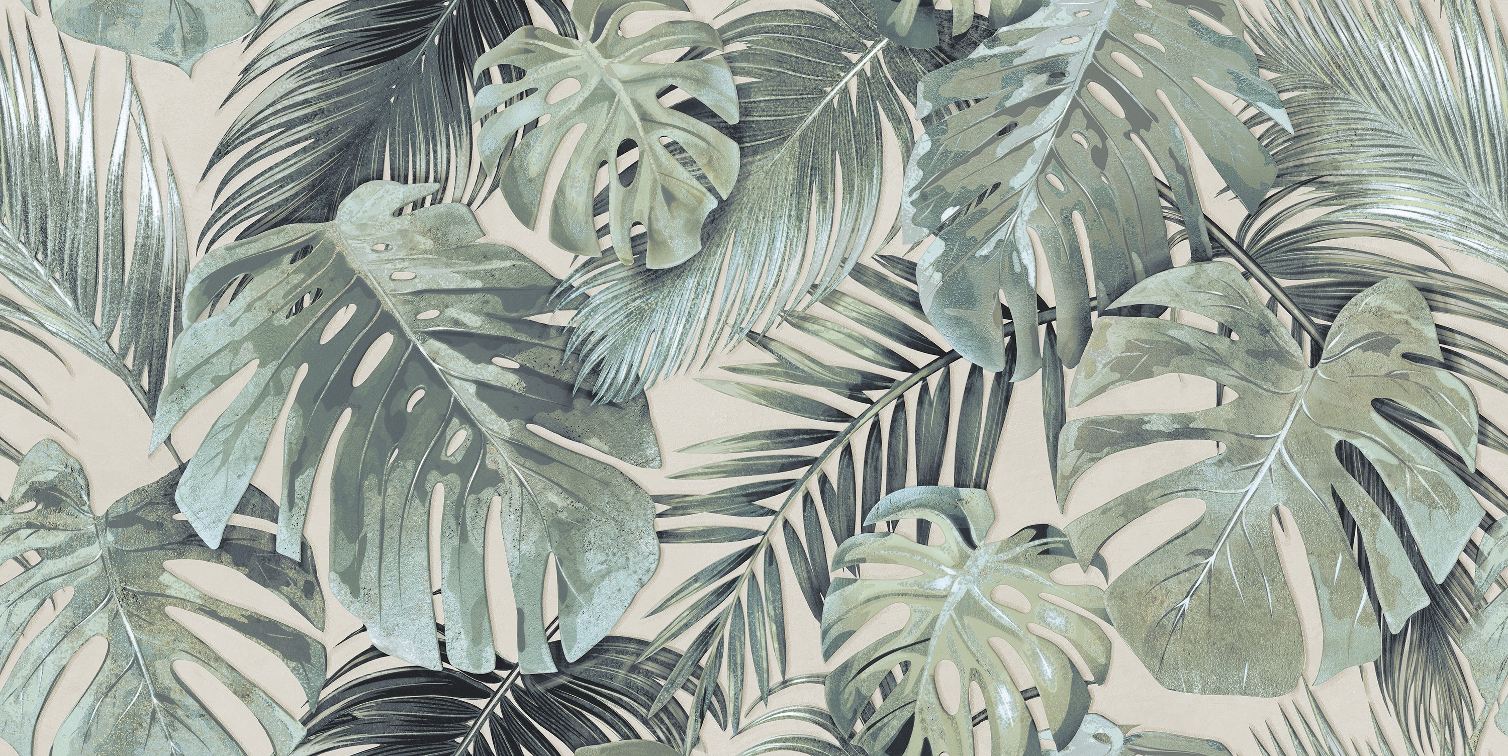 Gardea Light Green Botanical Embossed Ceramic Matt Wall Tile 60x120cm