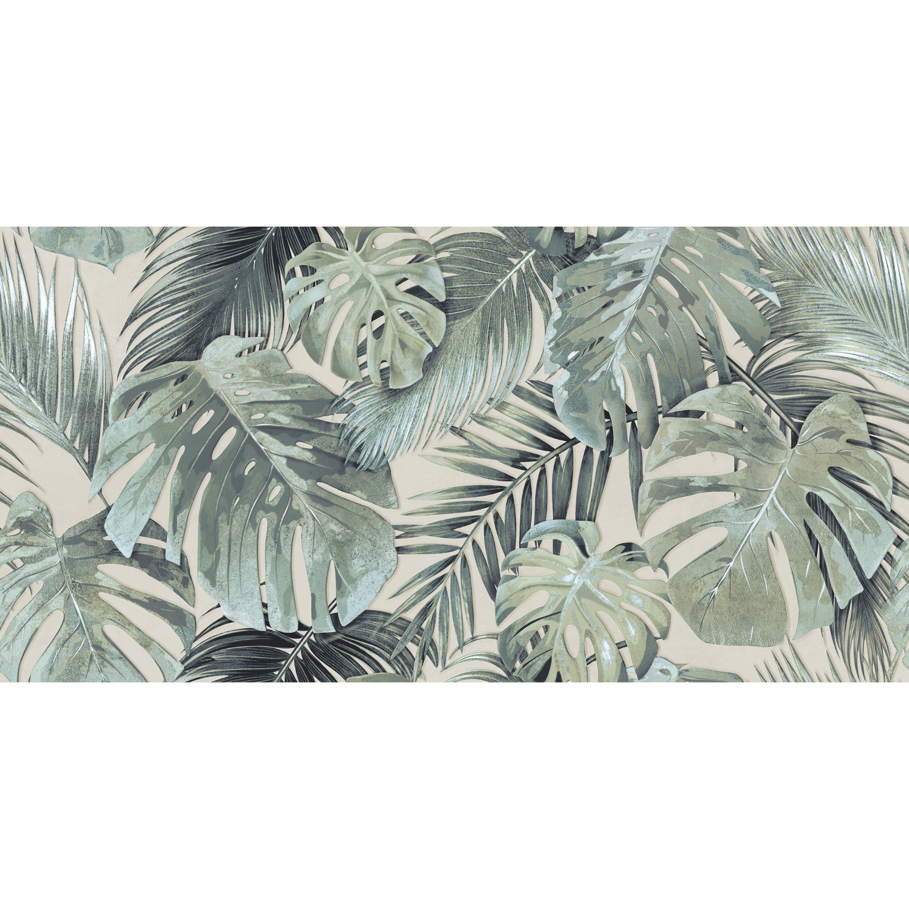 Gardea Light Green Botanical Embossed Ceramic Matt Wall Tile 60x120cm