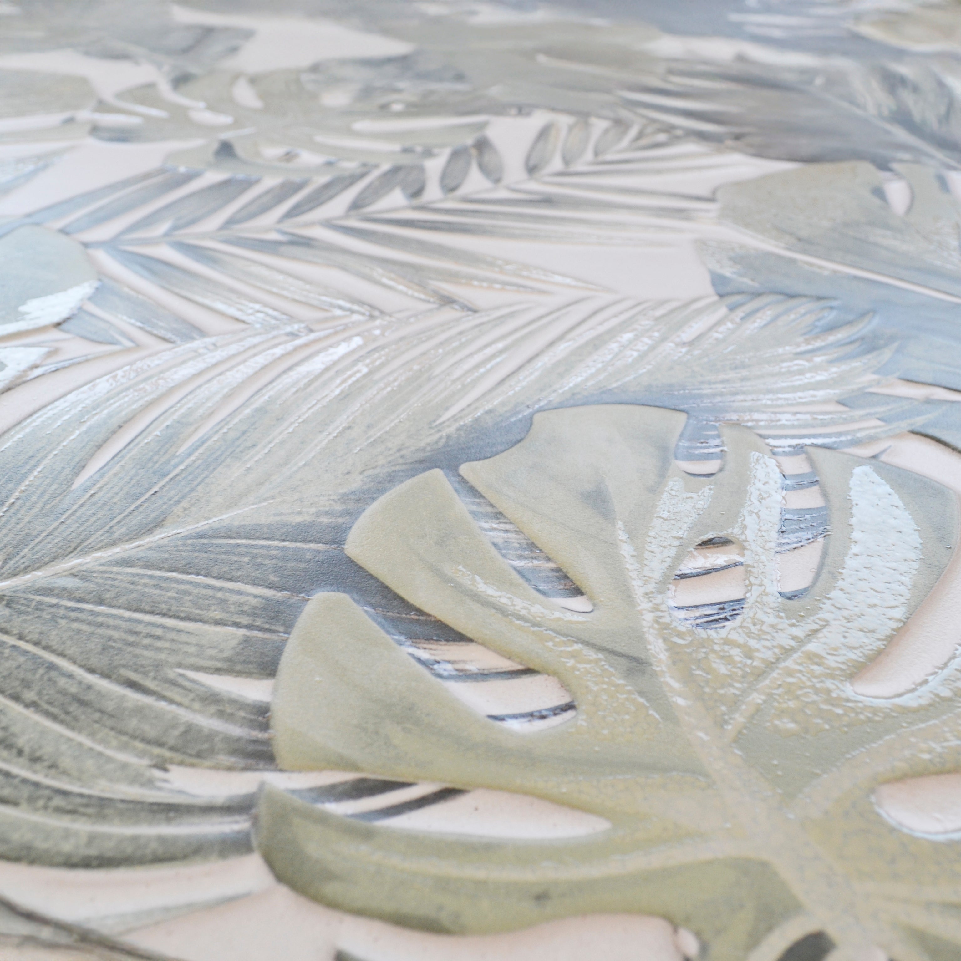 Gardea Light Green Botanical Embossed Ceramic Matt Wall Tile 60x120cm