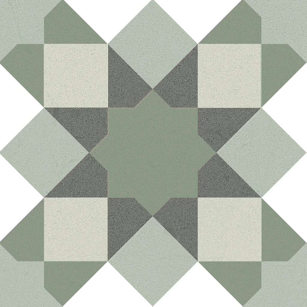 Haywood Green Geometric Pattern Ceramic Tile 20x20cm