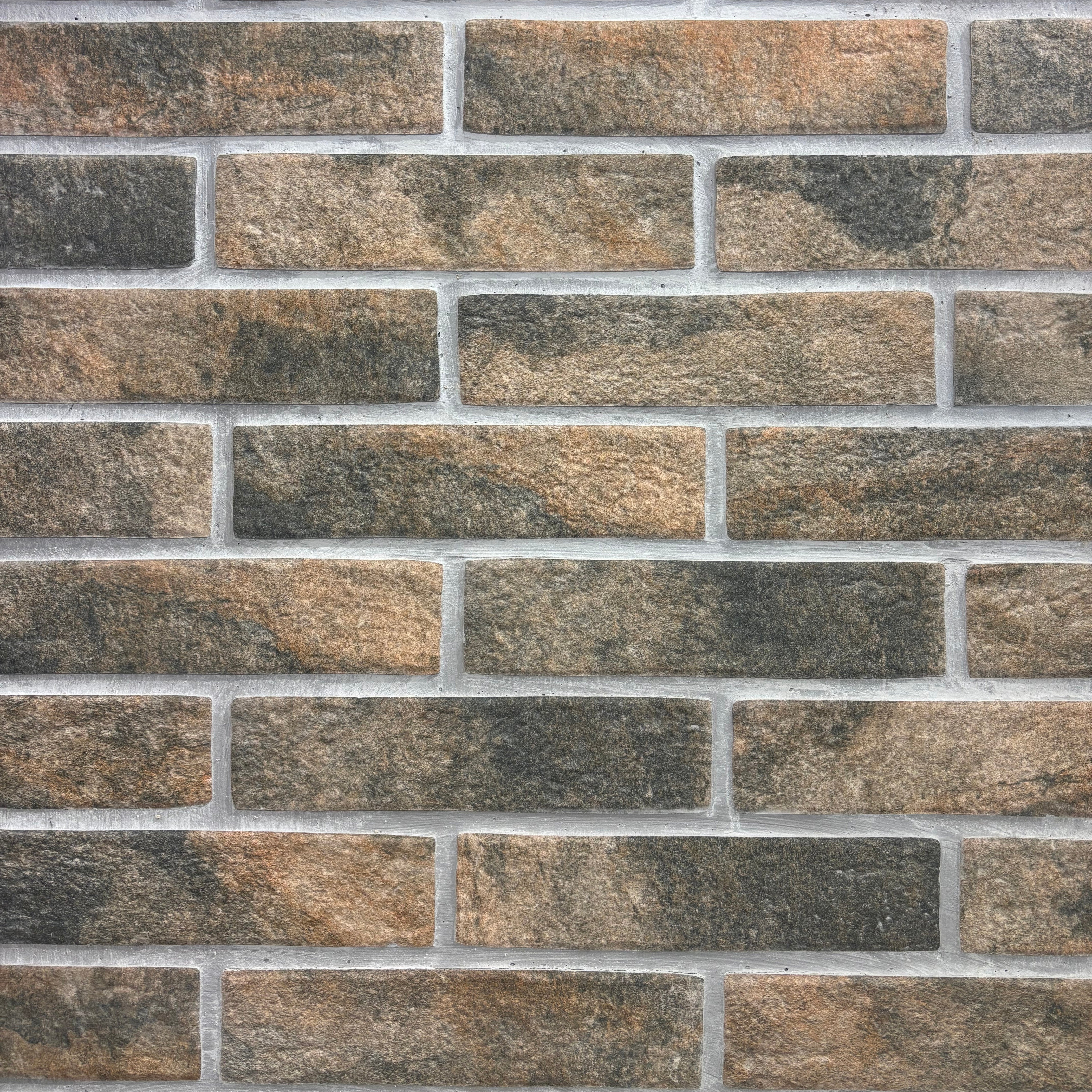 Portland Dark Textured Porcelain Tile Brick Slips 6x25cm