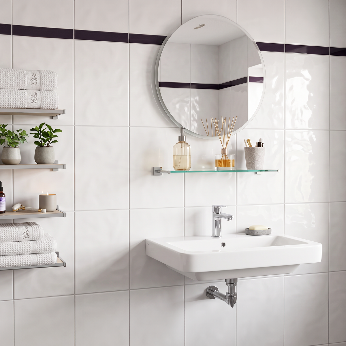 Keystone Bumpy White Ceramic Gloss Wall Tile 25x40cm