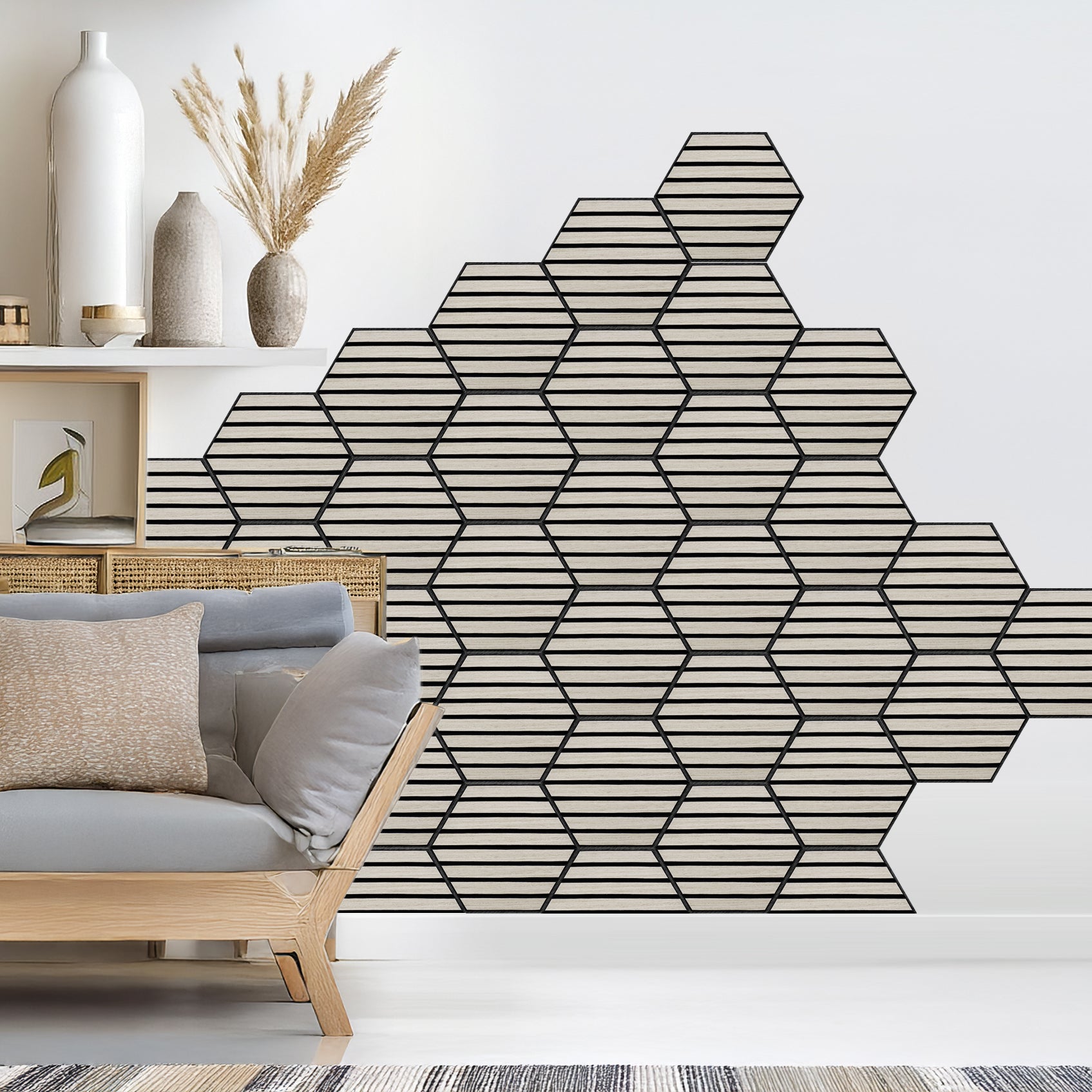 Light Grey Self-Adhesive Acoustic Hexagons 26x30cm (Box of 5)