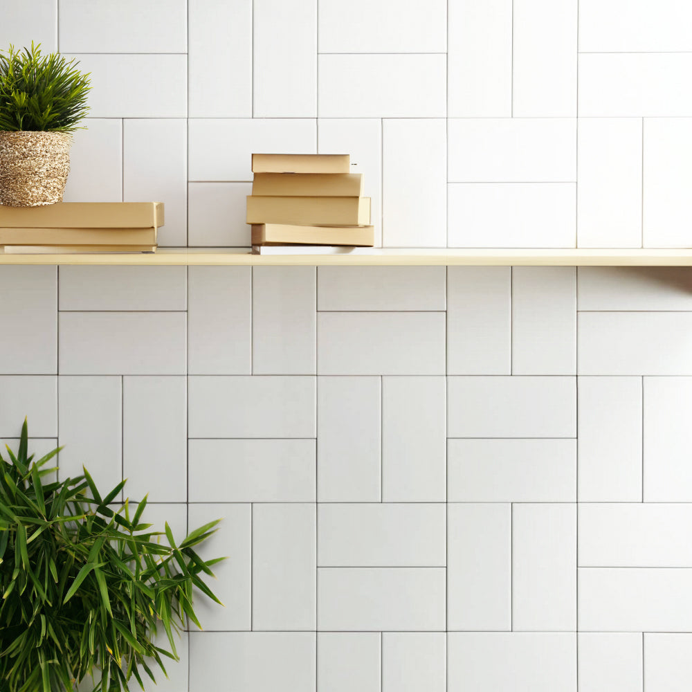 Heritage White Ceramic Matt Brick Wall Tile 10x20cm