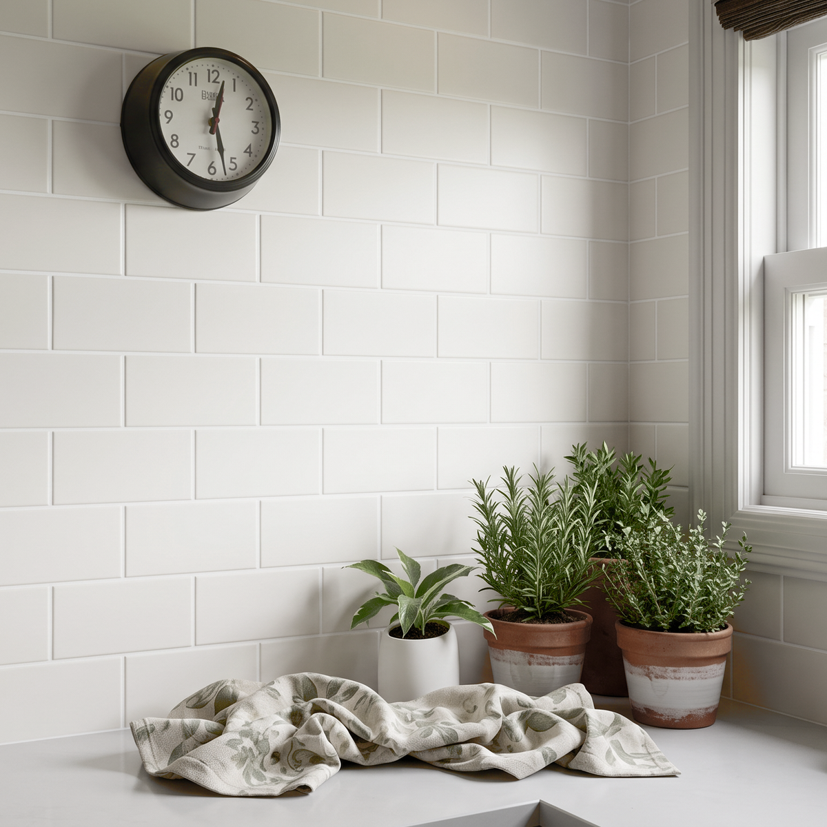 Heritage White Ceramic Matt Brick Wall Tile 10x20cm