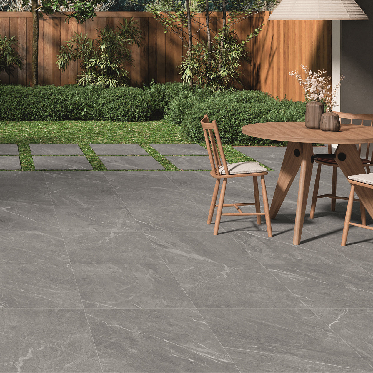 Miami Anthracite Grey Porcelain Patio Tile 59.5x90cm 2cm