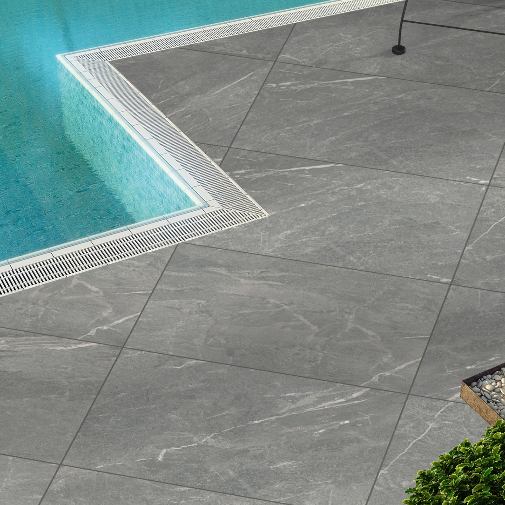 Miami Anthracite Grey Porcelain Patio Tile 59.5x90cm 2cm