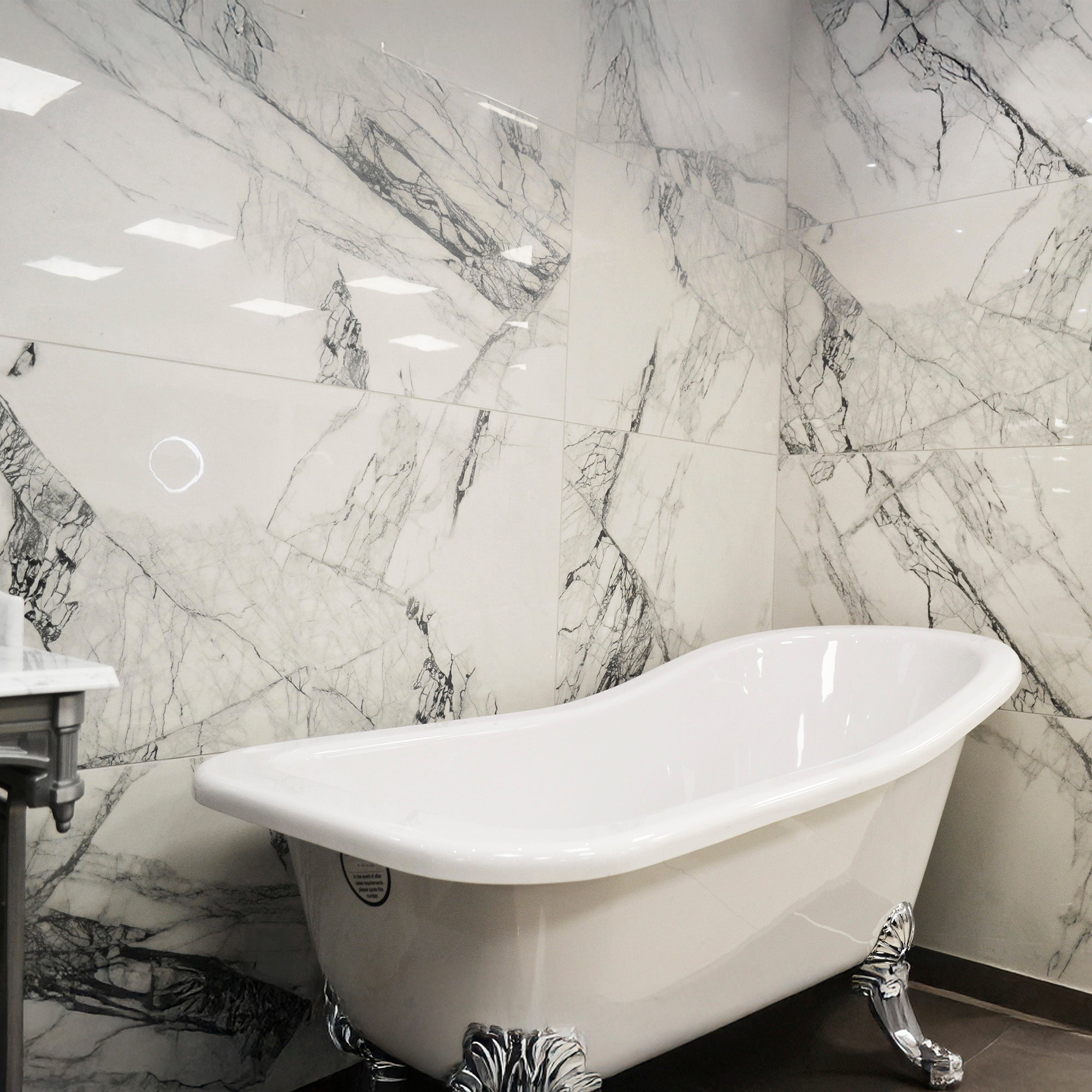 Macau White & Black Vein Porcelain Polished Tile 60x120cm
