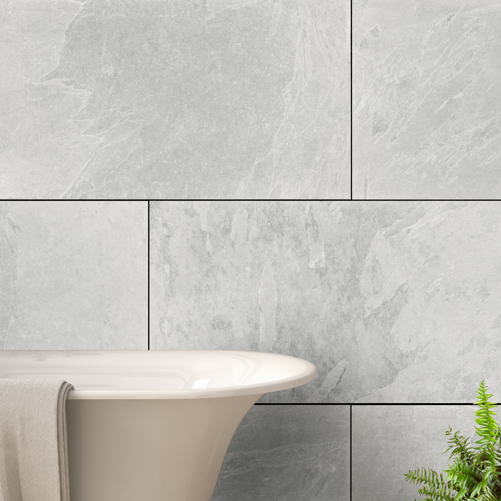 Madison Silver Glazed Porcelain Matt Stone Effect Wall & Floor 60x120cm ...