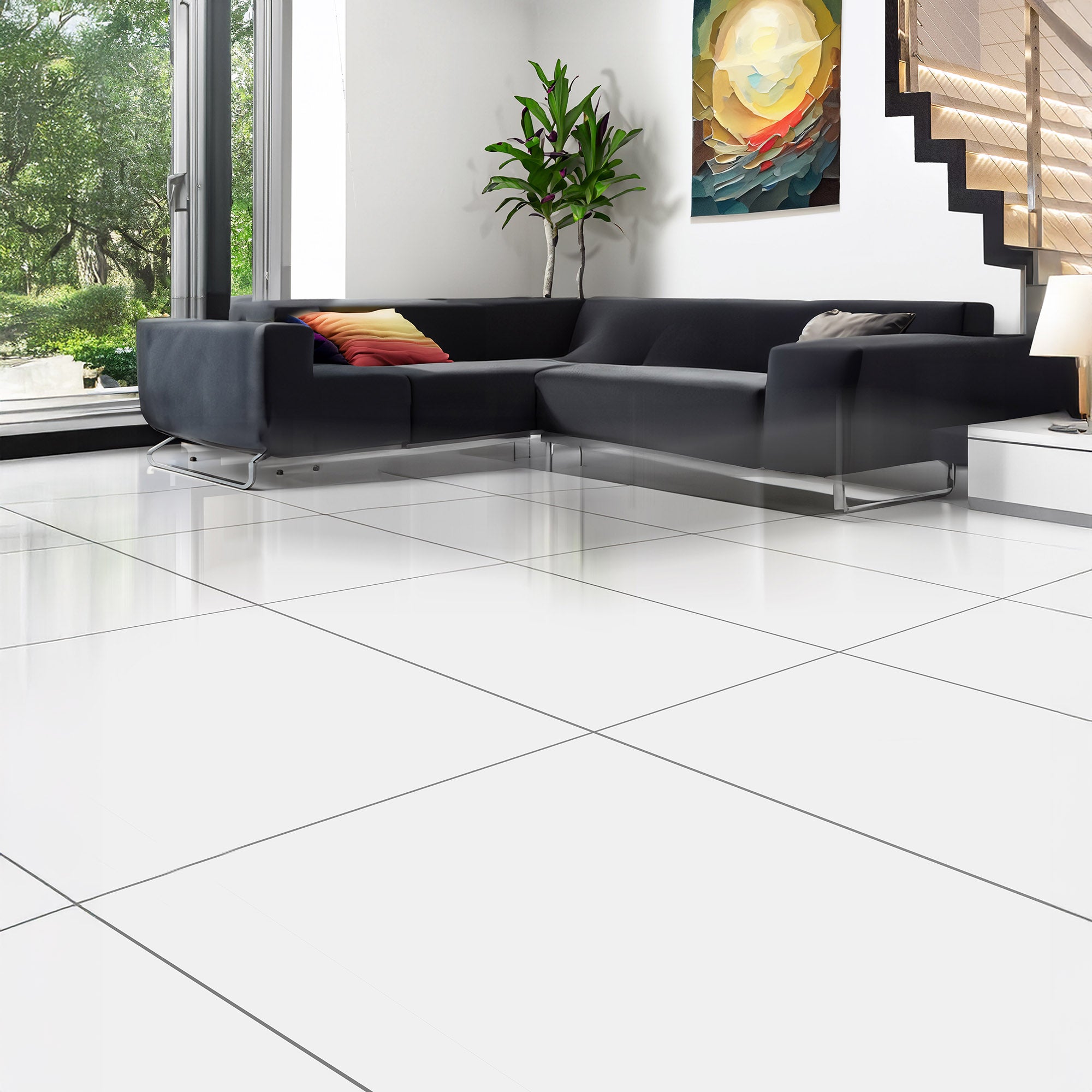 Molise White Polished Large Format Porcelain Tile 60x120cm