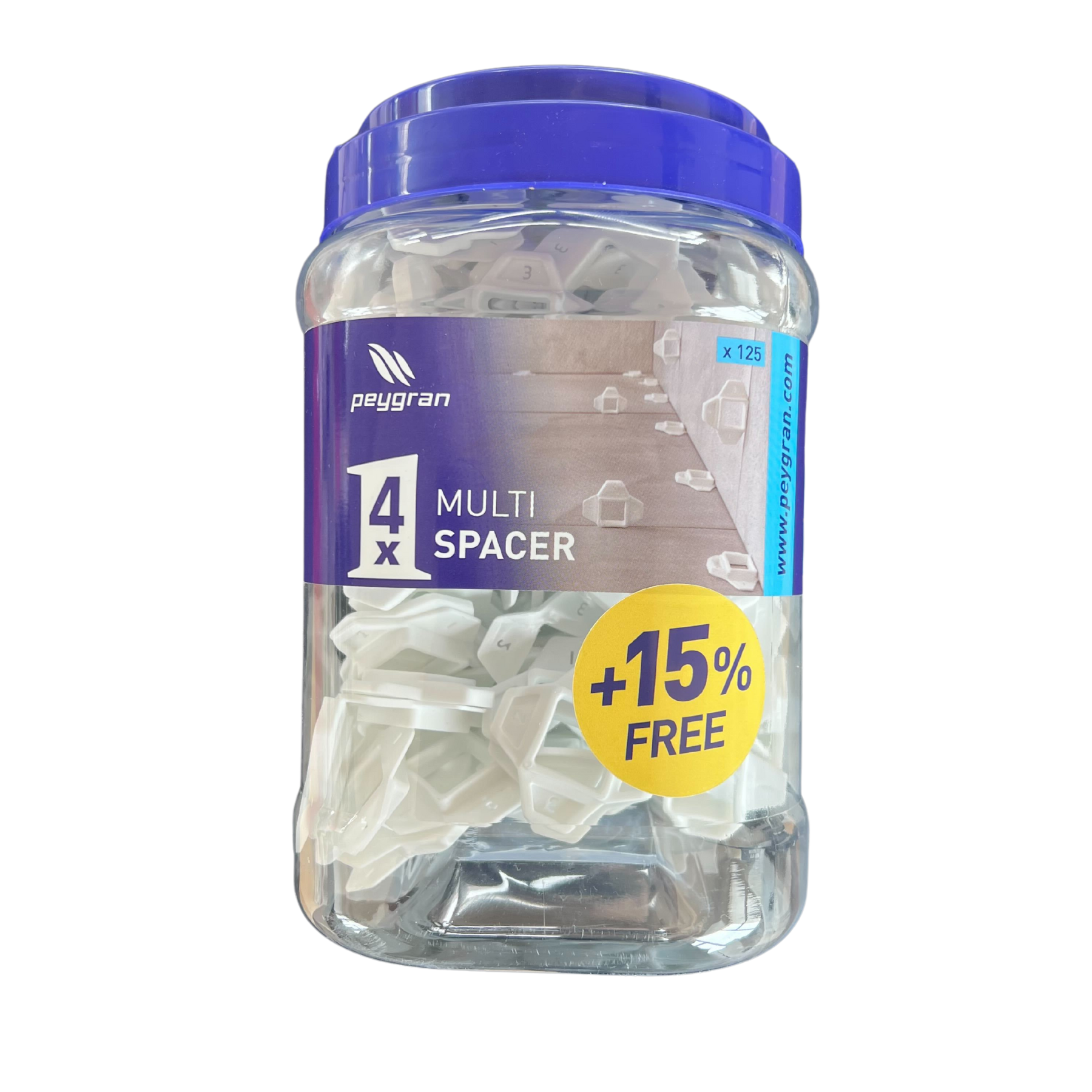 Peygran Reusable Multi Spacer 4x White Tile Spacers Tub of 125