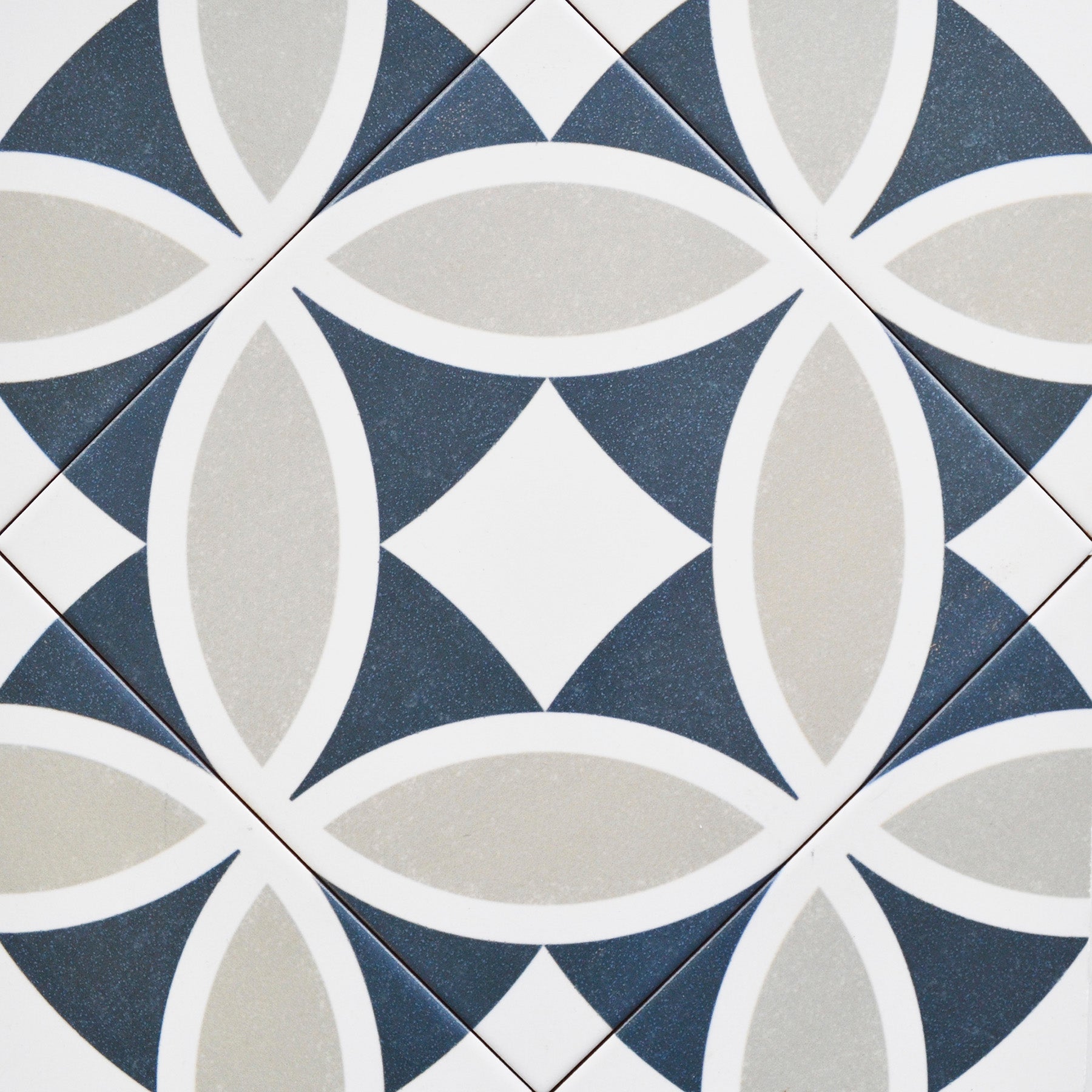 Osyra Blue & White Geometric Pattern Ceramic Tile 20x20cm